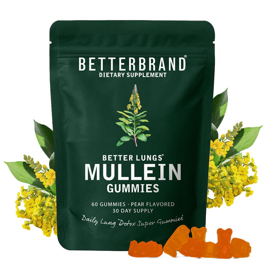 Betterbrand Mullein Chewable Gummies for Lung Cleanse and Detox, Respiratory Health Supplement, 1000mg Mullein Extract per Serving, 60 Gummies BetterbrandUS supplements