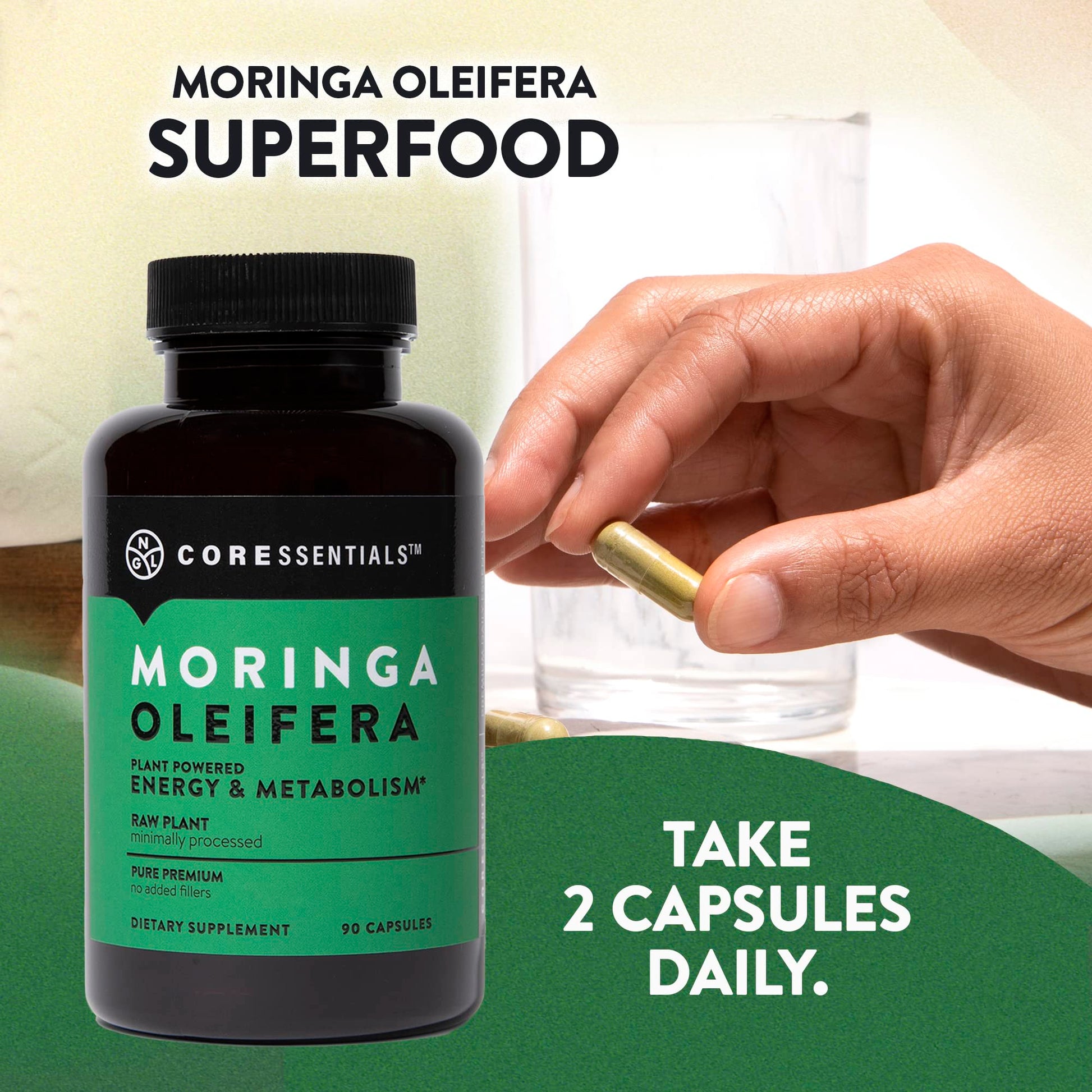NGL Moringa Capsules 1300mg | Pure Raw Moringa Oleifera Superfood Dietary Supplement | 90 Capsules NGL Au supplements