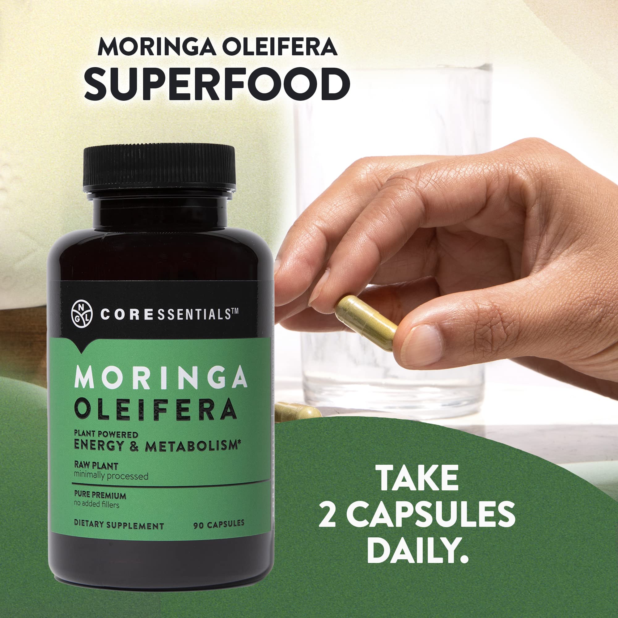 NGL Moringa Capsules 1300mg | Pure Raw Moringa Oleifera Superfood Dietary Supplement | 90 Capsules NGL Au supplements