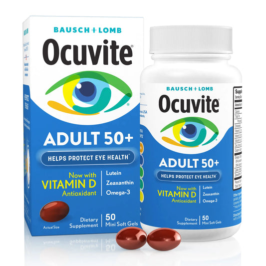 Ocuvite 50+ Eye Vitamin & Mineral Supplement, Multivitamin for Vision & Ocular Health with Omega-3, Zinc, Vitamins C & E, Lutein & Zeaxanthin, Zinc Supplements for Women and Men, 50 Softgels OcuviteAU supplements