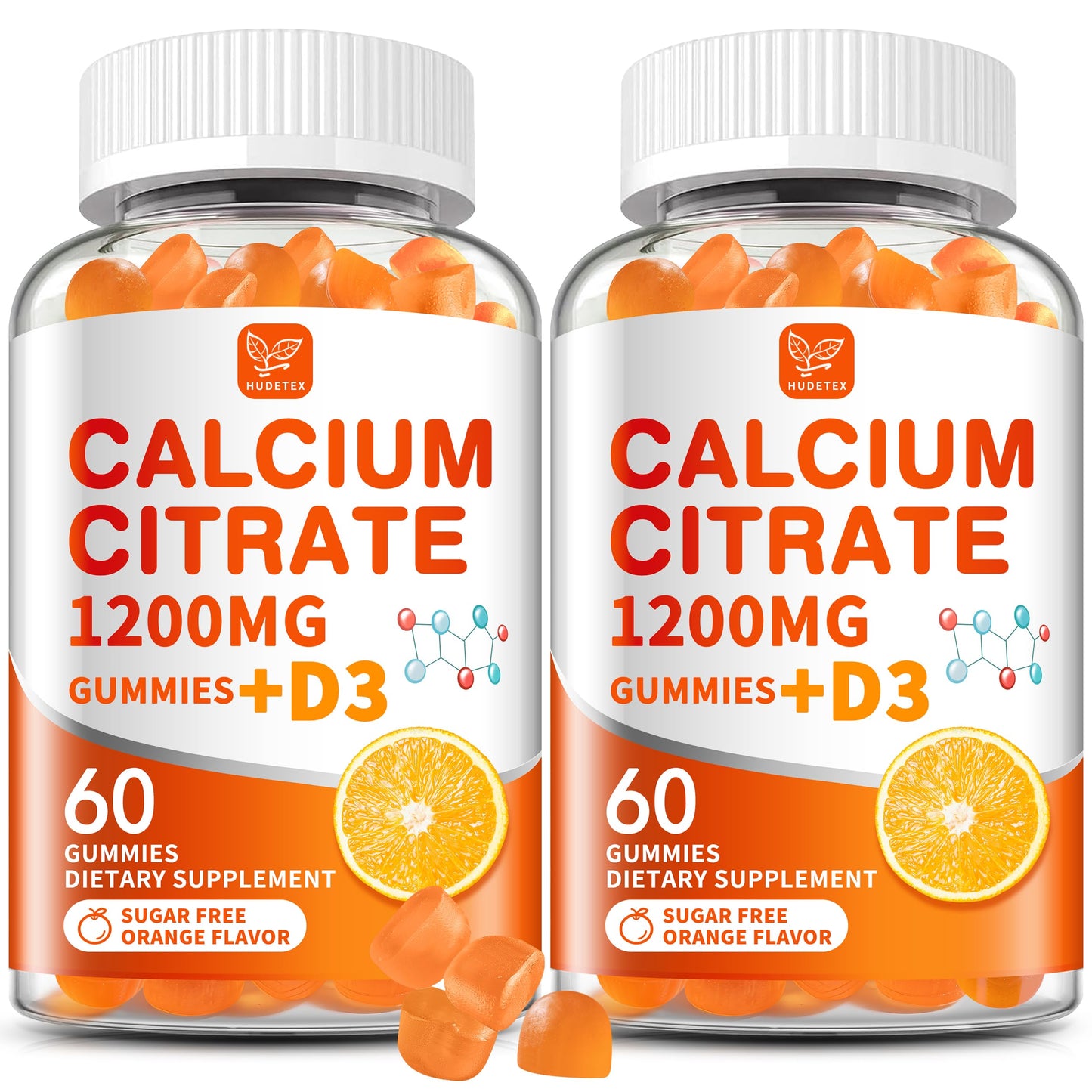 (2 Pack) Calcium Citrate 1200 mg with Vitamin D3 Gummies for Women & Men,Calcium Supplements for Bone & Teeth Support,High Absorption - Easy to Digest, HudetexUS supplements