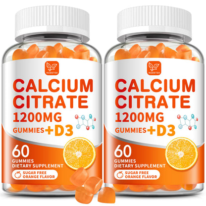 (2 Pack) Calcium Citrate 1200 mg with Vitamin D3 Gummies for Women & Men,Calcium Supplements for Bone & Teeth Support,High Absorption - Easy to Digest, HudetexUS supplements