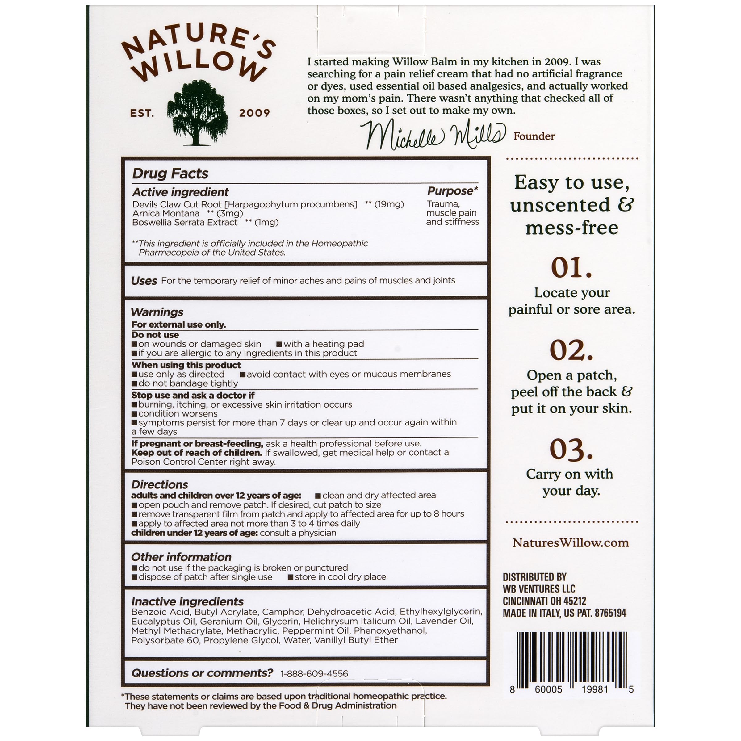 Nature's Willow Relief Patches – Fast-Acting, Plant-Based Topical Solution to Help with Sore Muscles & Joints | 6 Patches per Pack | 1-Pack Nature's Willow Au supplements