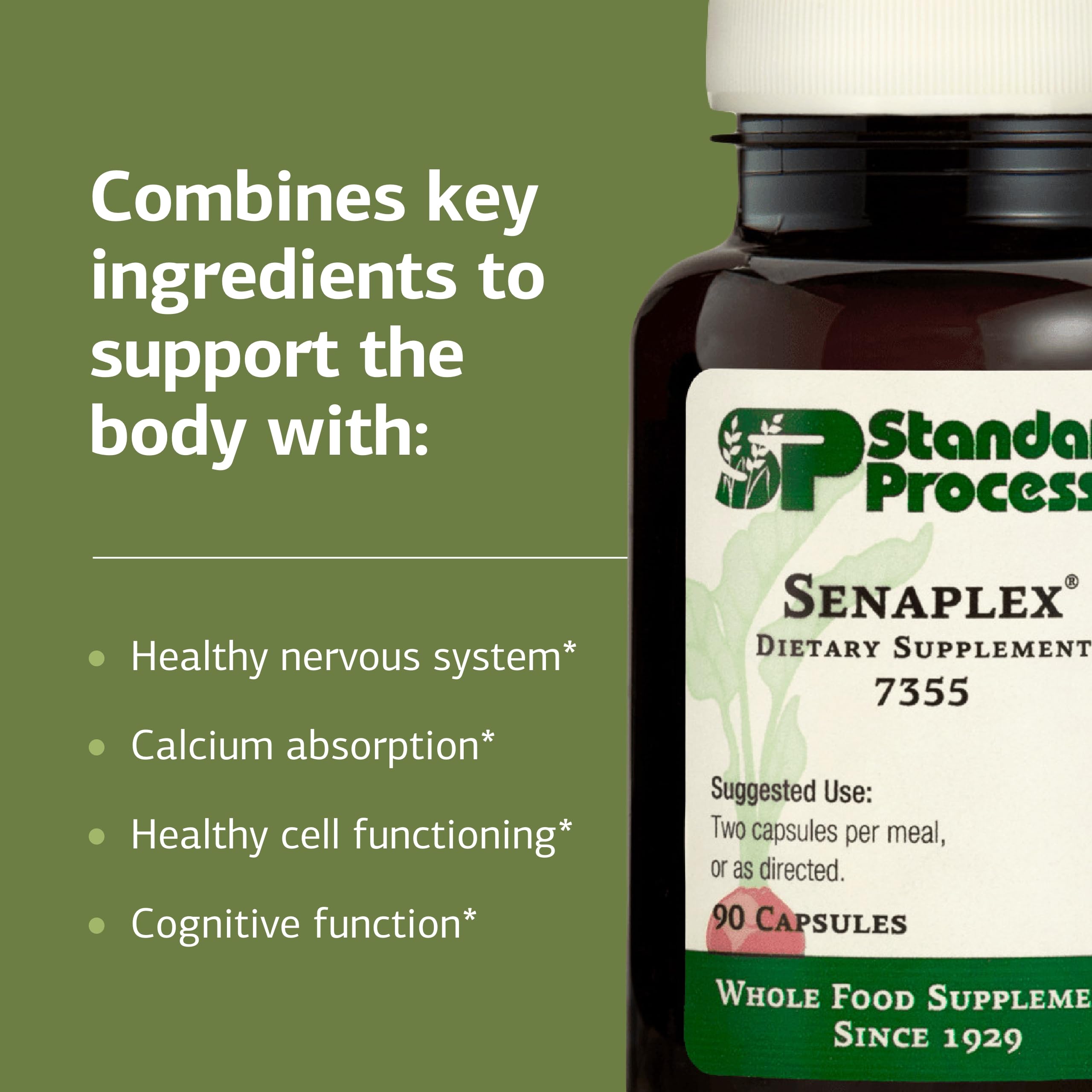 Standard Process Senaplex - Nervous System Support with Niacin, Vitamin B12 & B6 - Supports Brain Health & Cellular Health - Offers Antioxidant Activity - Non-Dairy - 90 Capsules (45 Servings) Standard Process Inc. Au supplements