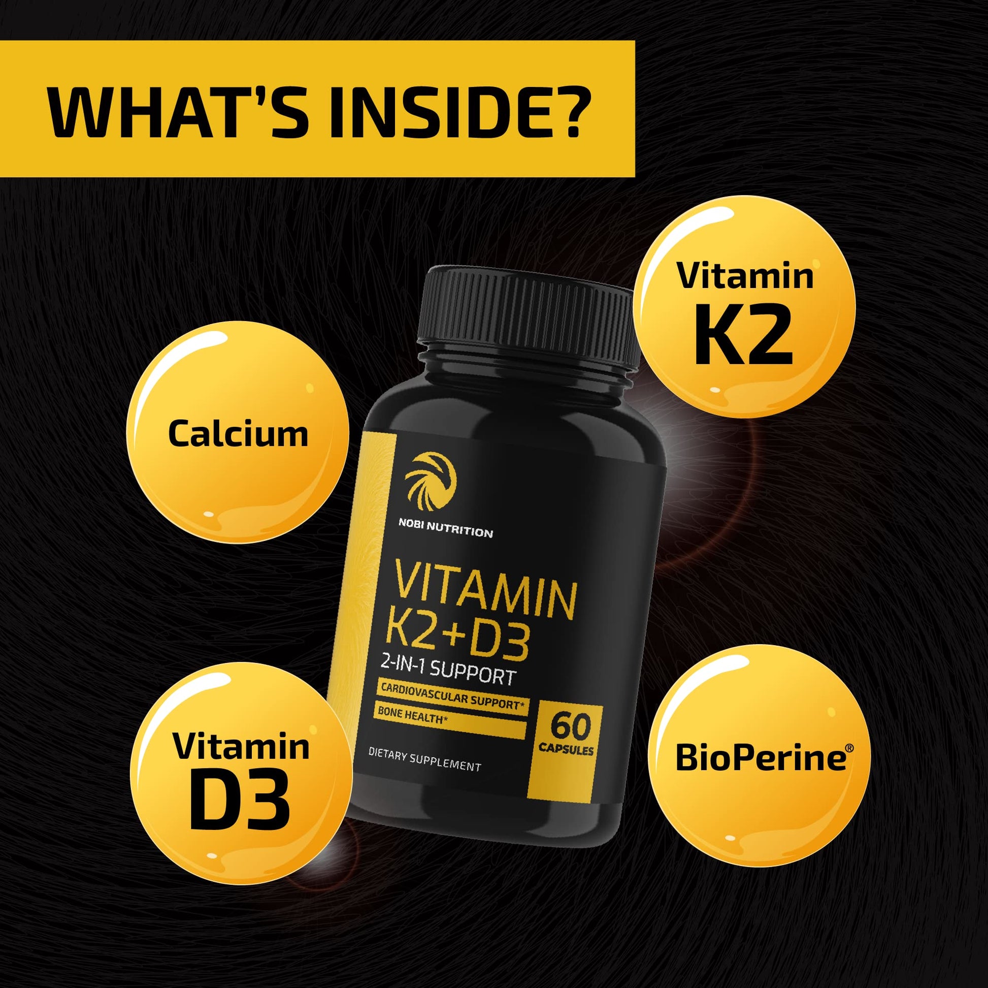 Vitamin D3 K2 5000 IU for Immune System, Strong Bones & Teeth Support | Vitamin D3 Nobi Nutrition Au supplements