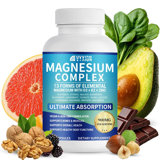 VYXION Magnesium Complex 900mg per Serving – High Absorption Magnesium Glycinate with Vitamin D3 K2 Zinc & B Vitamins – Sleep, Calm, Muscle & Nerve Support – 90 Capsules VyxionAu supplements