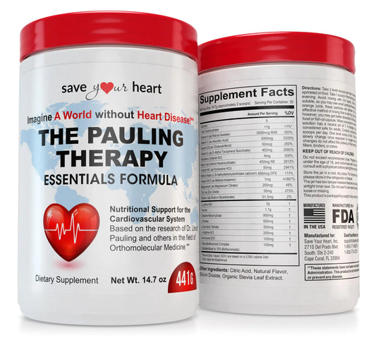 SAVE YOUR HEART Cardio Heart Health Powder Supplement - The Pauling Therapy Essentials Formula (PTEF) Healthy Vitamin C, B-12, L-Lysine, L-Arginine, Magnesium, Zinc + Vitamins, Minerals & Antioxidants SAVE YOUR HEARTAU supplements