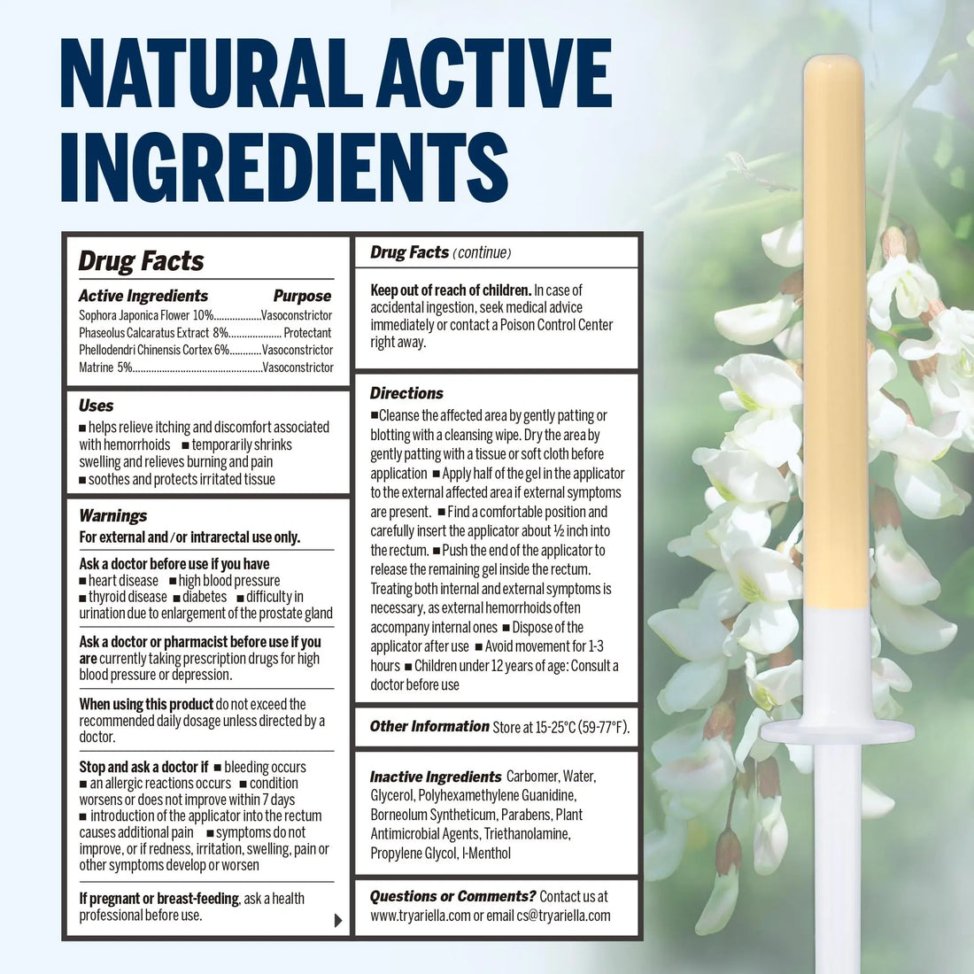 Ariella Hemorrhoid Treatment Suppository Gel: Natural & Herbal - Relieve Itching Burning Discomfort - Internal Relief - New Rounded Applicator - Nighttime Use (Pack of 12) Ariella uk supplements