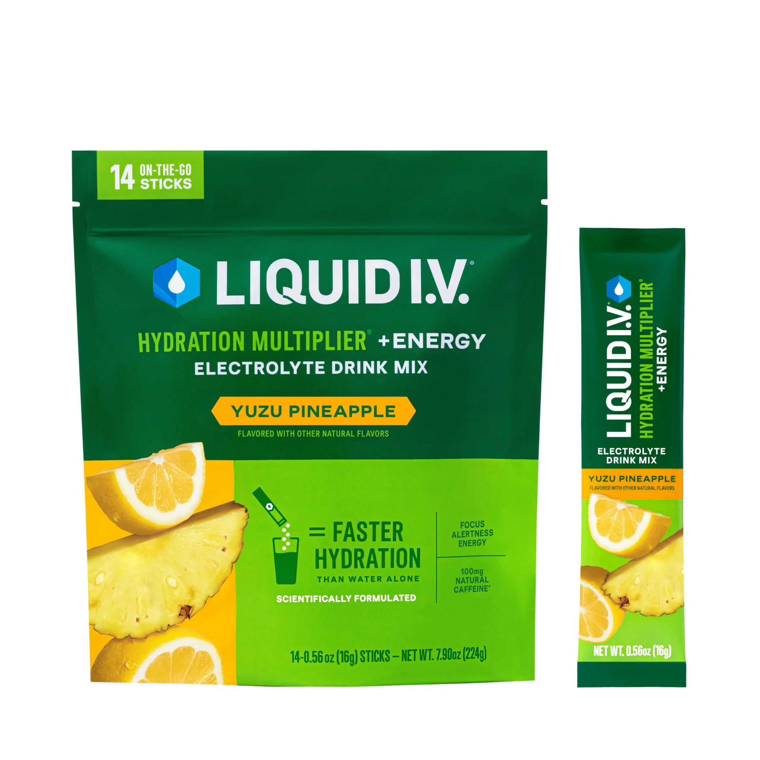 Liquid I.V.® Hydration Multiplier +Energy - Yuzu Pineapple | Electrolyte Powder Drink Mix | 1 Pack (14 Servings) Liquid I.V. Au supplements