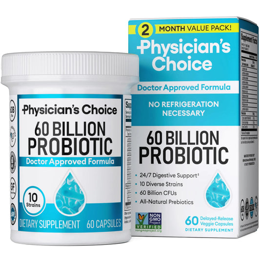 Physician's CHOICE Probiotics 60 Billion CFU - 10 Strains + Organic Prebiotics - Immune, Digestive & Gut Health - Supports Occasional Constipation, Diarrhea, Gas & Bloating Physician's CHOICEAU supplements