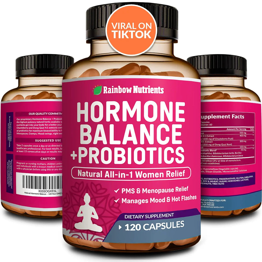 Hormone Balance + Probiotics for Women (3450mg) Natural Relief for Menopause Rainbow Nutrients, LLC uk supplements