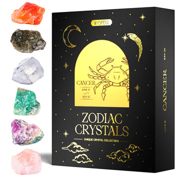 Wyspell Cancer Crystal Set - 6 Raw Cancer Crystals and Healing Stones - Cancer Zodiac Gifts for Women Wyspell Au supplements