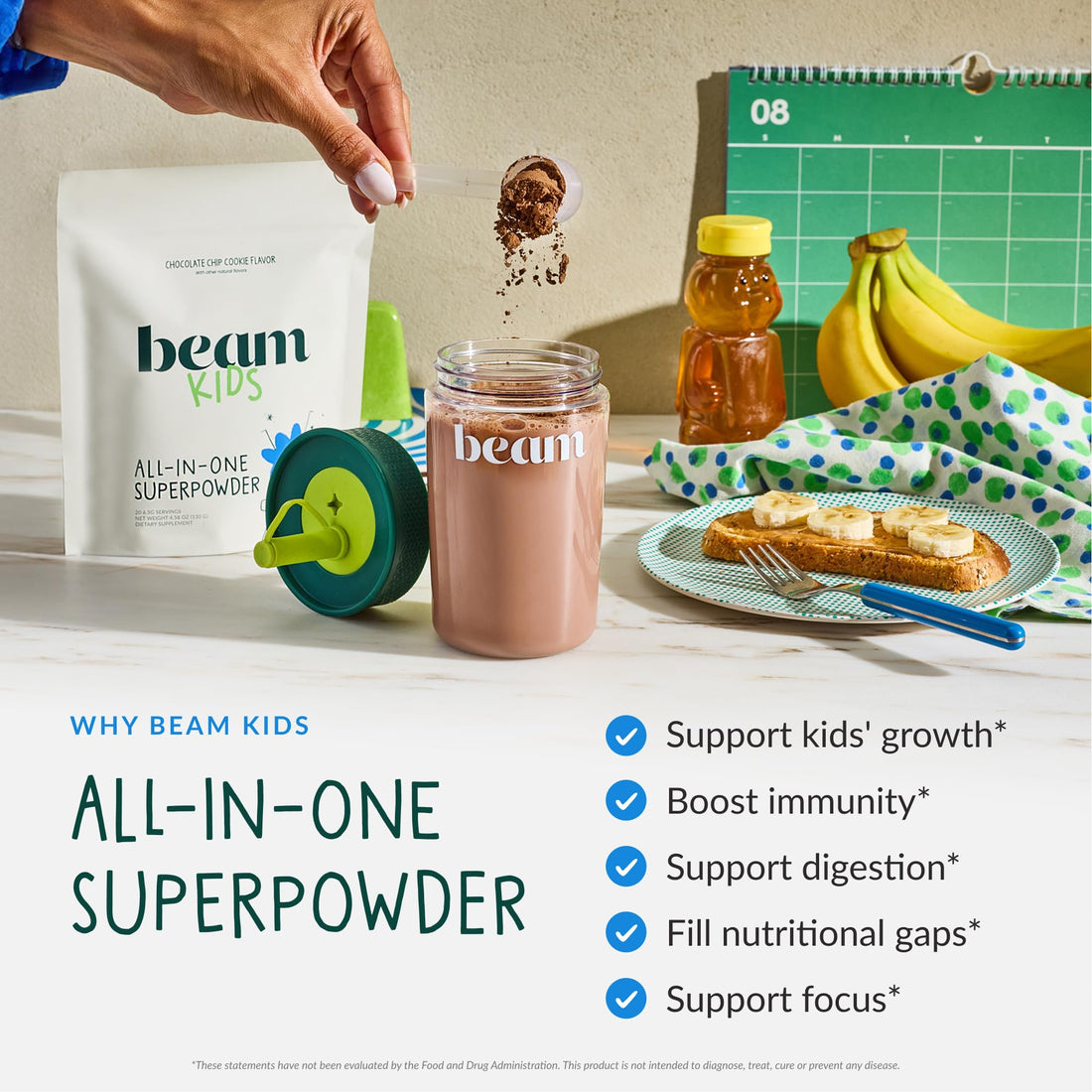 Beam Kids Multivitamin Powder – Kids Vitamins with Greens, Probiotic & Prebiotic, Immune Support for Children & Toddlers, No Artificial Sweeteners, For Picky Eaters, Beam uk supplements