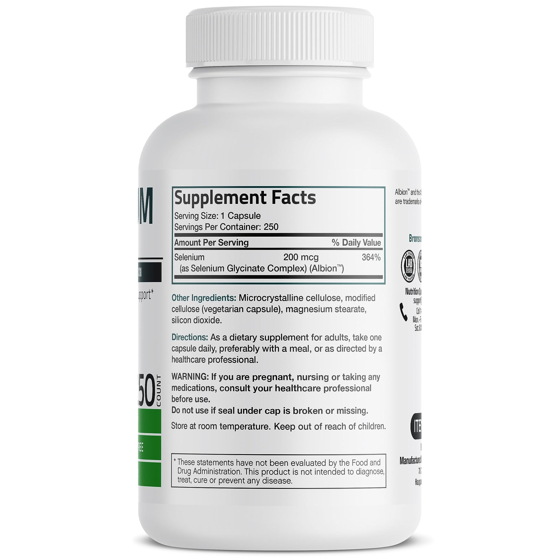 Bronson Selenium 200 mcg – Yeast Free Chelated Amino Acid Complex - Essential Trace Bronson Au supplements