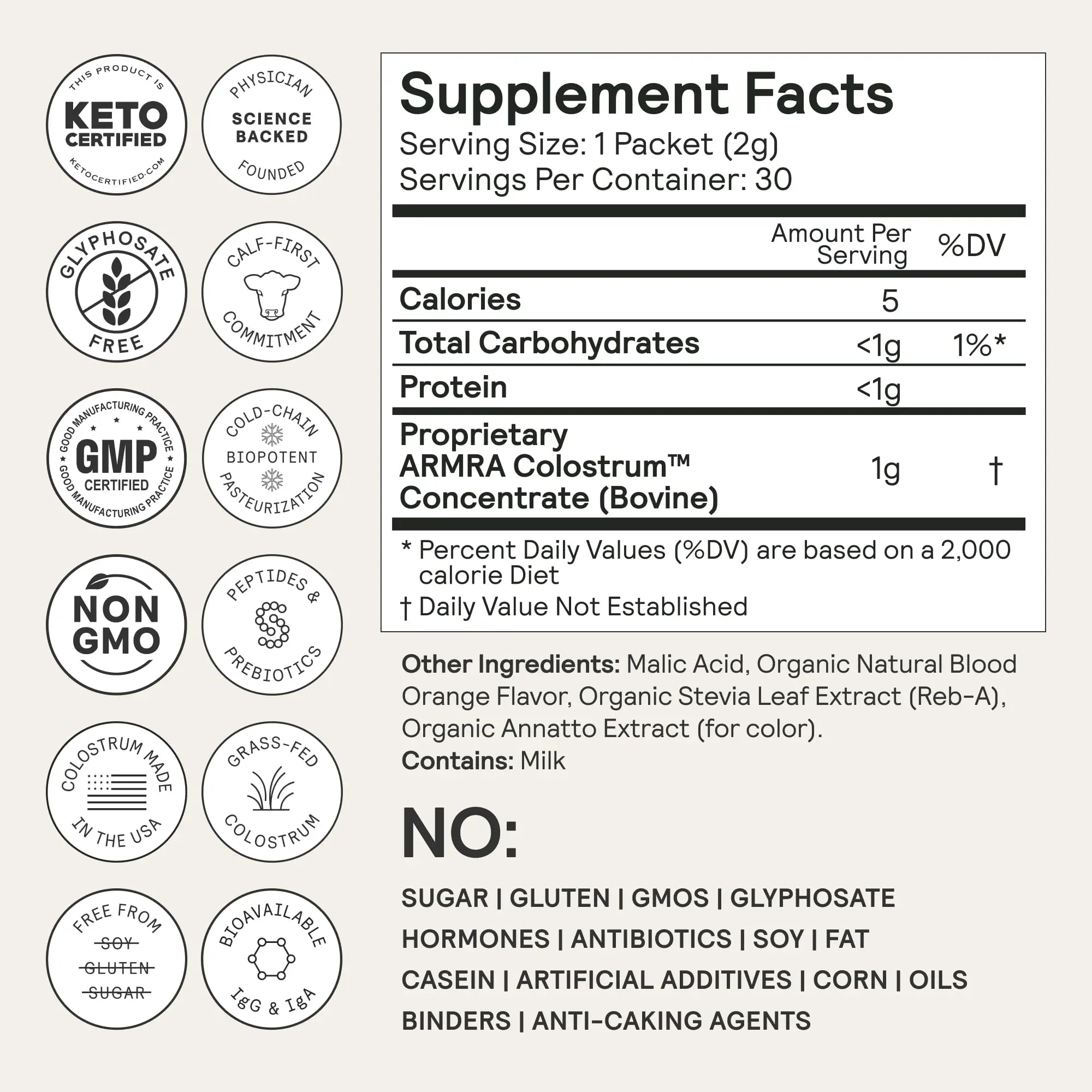 ARMRA Colostrum™ Powder | Blood Orange | Gut Health & Bloating | Skin & Hair | Immunity | Keto, Gluten & Fat-Free | 30 Servings ARMRA Au supplements