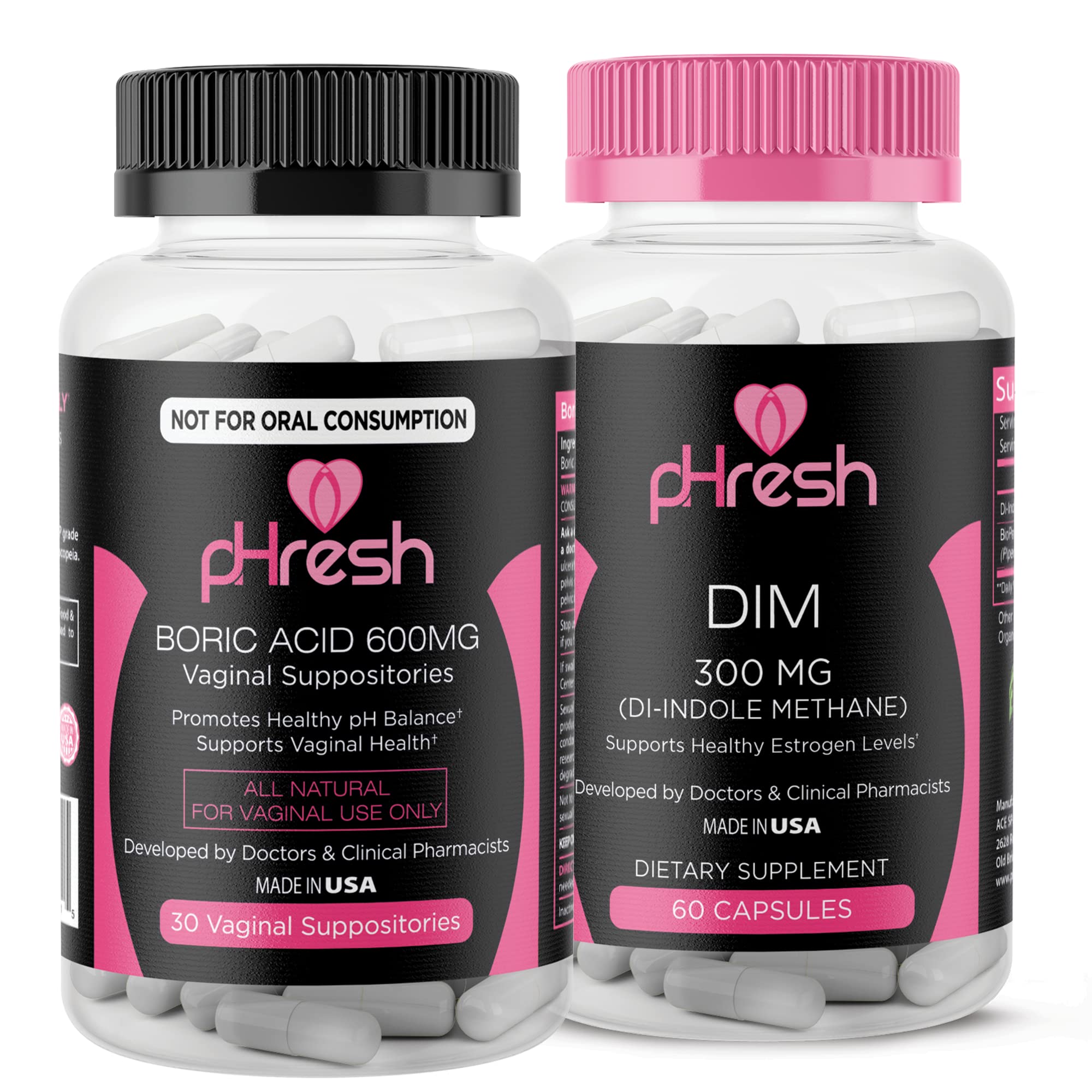 pHresh Boric Acid Suppositories and DIM Supplement ACE NUTRITION Au supplements