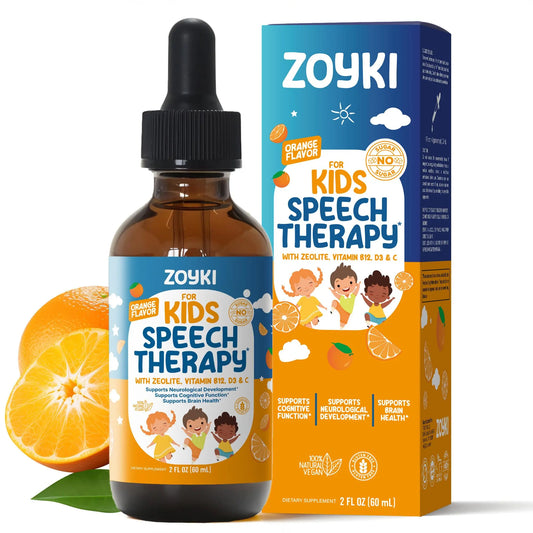 Zoyki Speech Therapy Drops for Kids - Speech Support Supplement for Communication Delay Cognitive Function Language & Brain Development with Zeolite Vitamins B12 D3 C - Sugar Free Gluten-Free Vegan ZoykiAU supplements
