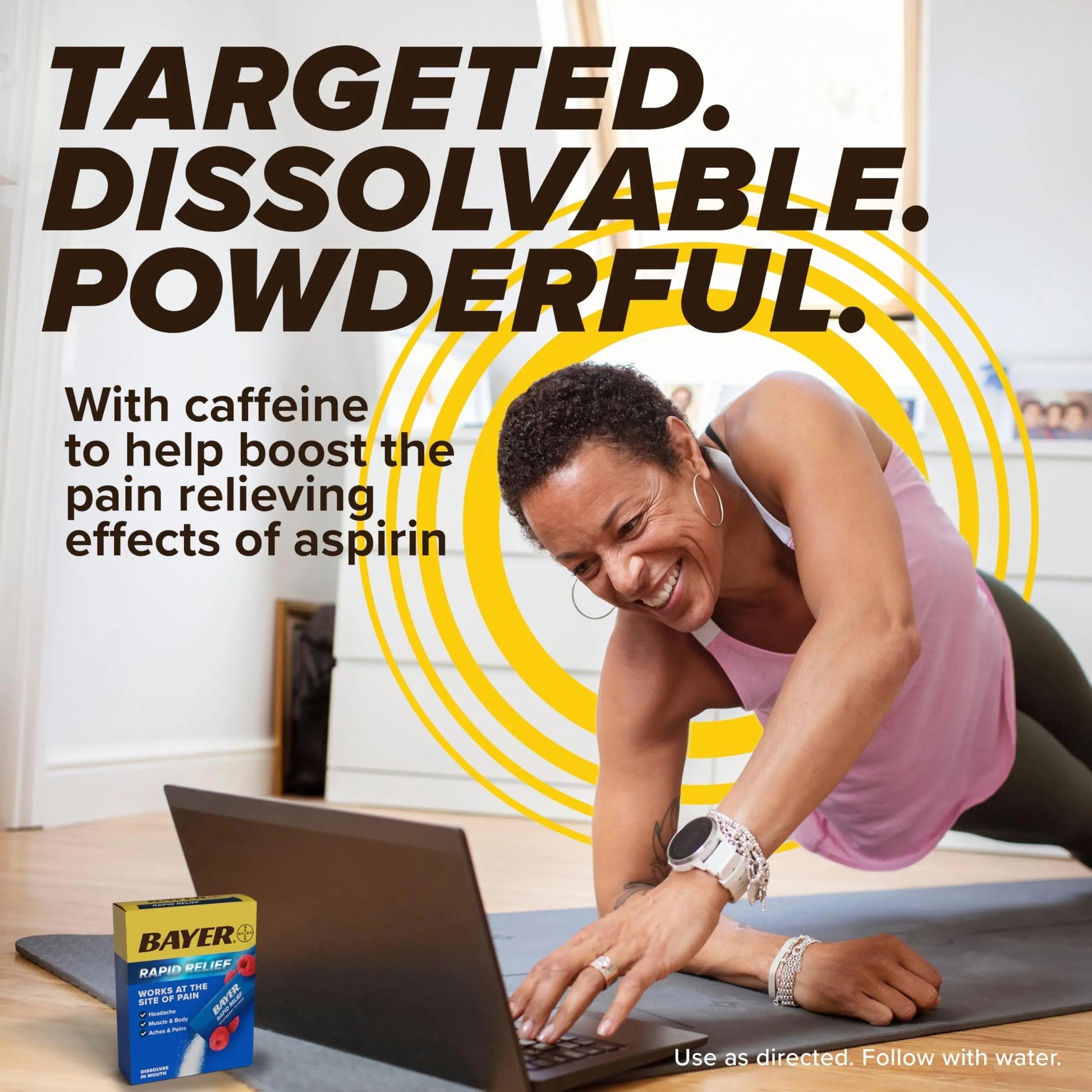 Bayer® Rapid Relief, Dissolvable Raspberry Flavor, Powder Packs with Aspirin & Caffeine, Fast Acting Headache Relief, Muscle and Body Pain Reliever, 20ct Bayer Au supplements