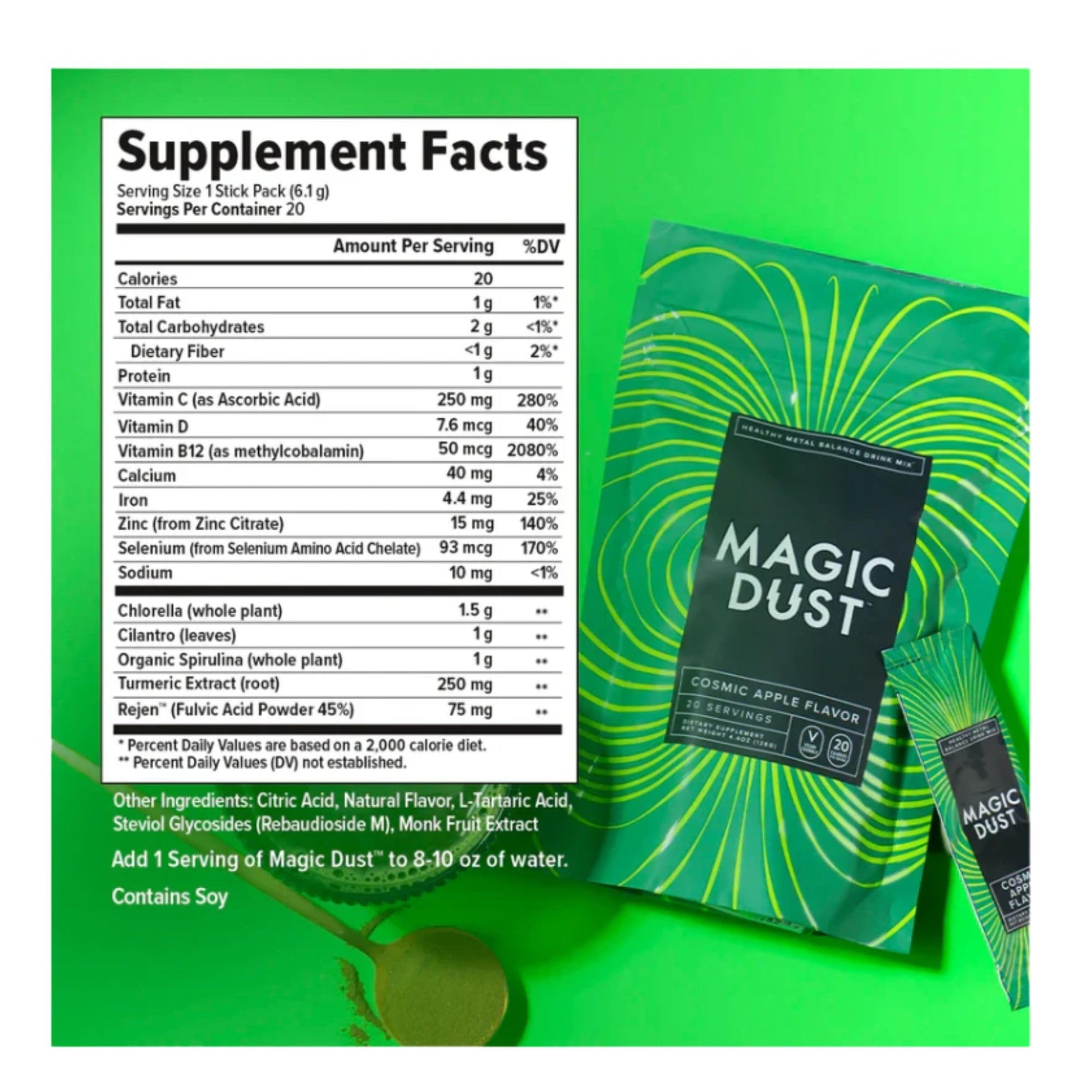 InnoSupps Magic Dust Super Greens Powder Drink Mix Packets with Chlorella Powder - Gut Health, Immune Support, & Energy Support - Vitamins & Mineral Supplement for Health, Cosmic Apple (20 Servings) InnoSupps Au supplements