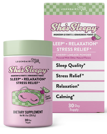 Legendairy Milk She’s Sleepy™ – Cherry Limeade – Nightly Sleep Aid, Sugar Free Drink Mix with Magnesium Glycinate & Ashwagandha Legendairy MilkUS supplements