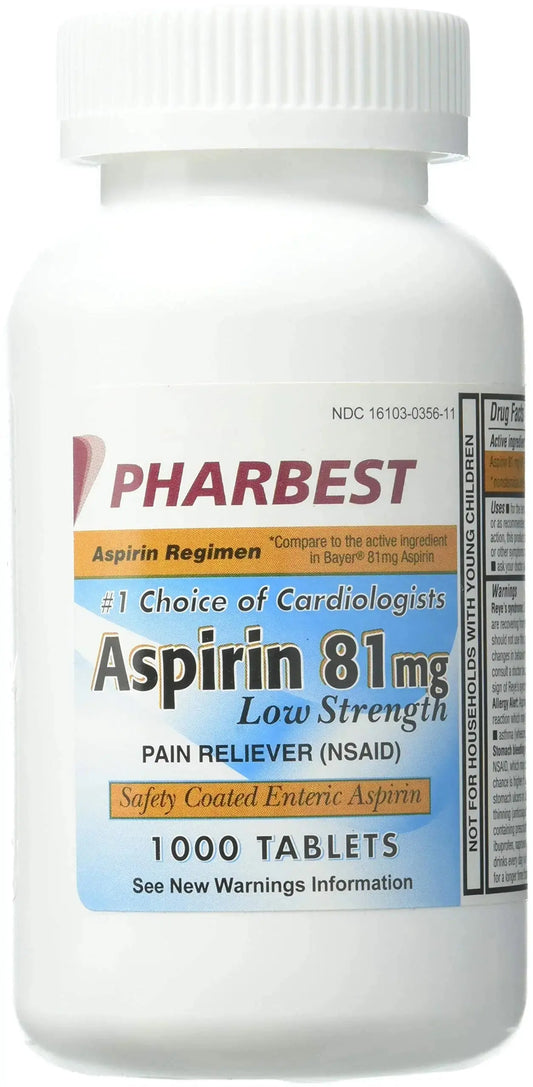 PHARBEST Aspirin 81mg - 1000 Tablets PHARBESTAU supplements