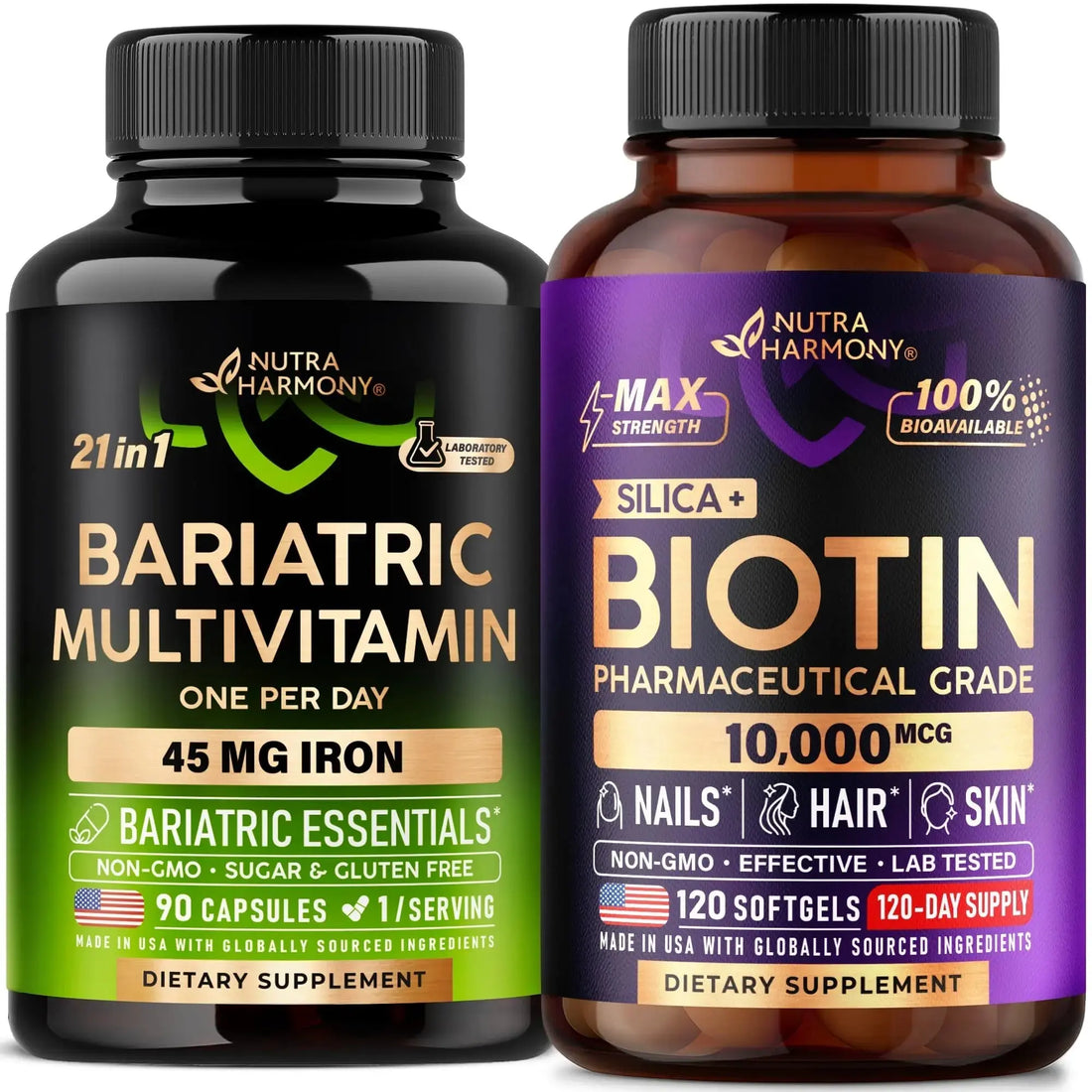 Bariatric Multivitamin Capsules & Biotin with Silicon Softgels NUTRAHARMONY uk supplements
