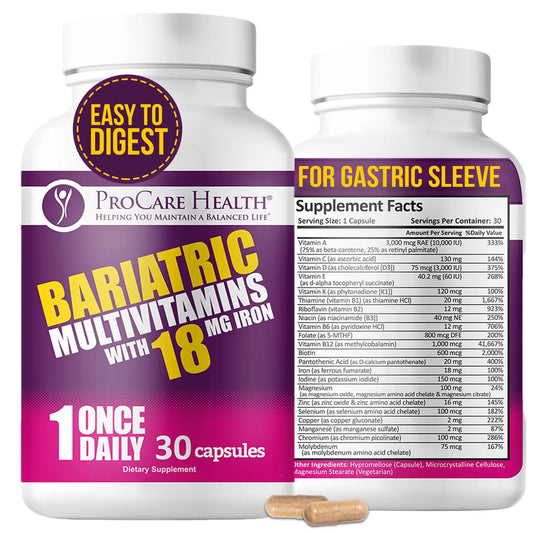 ProCare Health Bariatric Multivitamin with Iron 18mg (30 Easy to Swallow Capsules) - Post Op Bariatric Vitamins ProCare HealthAU supplements