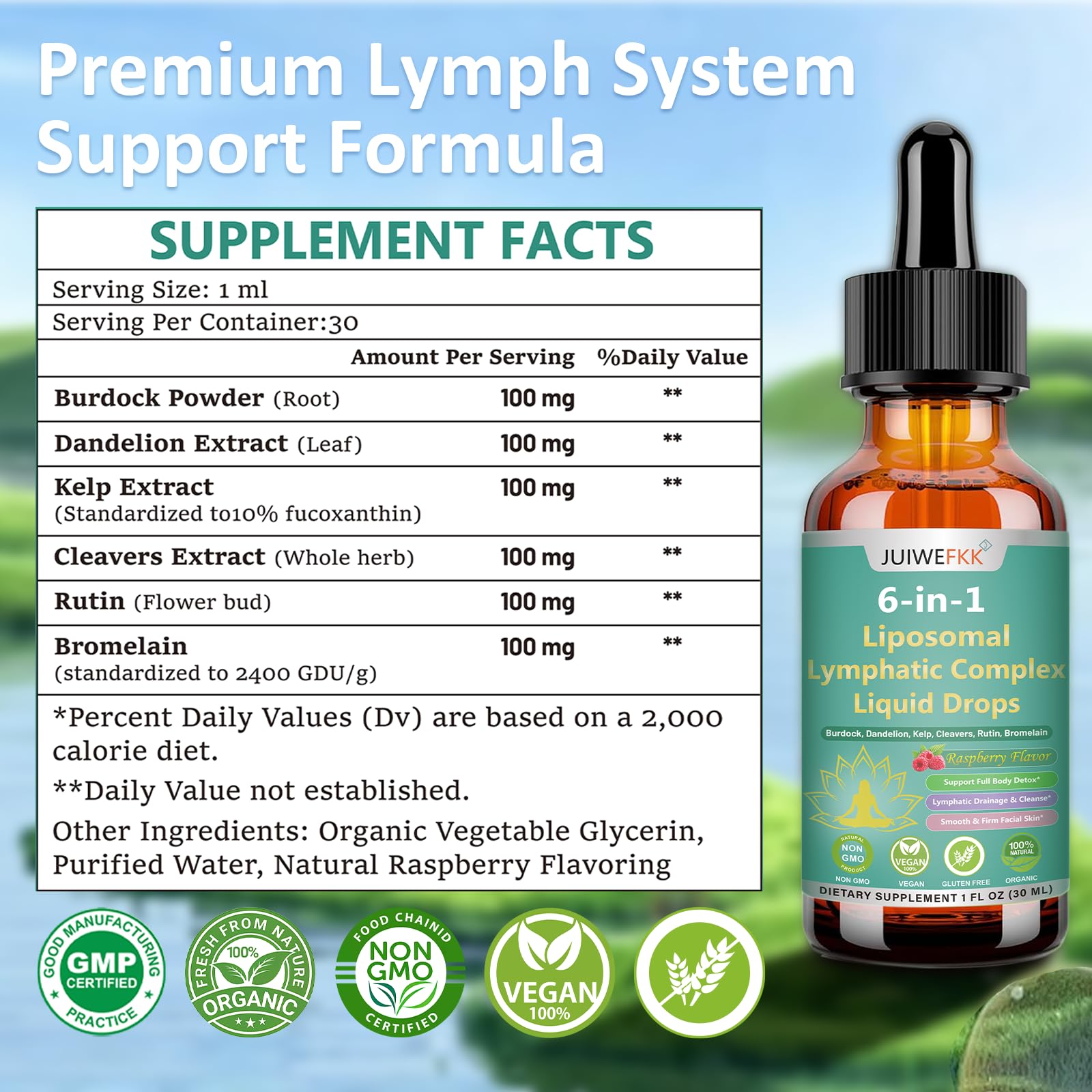 Lymphatic Drainage Drops, 6-IN-1 Lymphatic Complex w. Burdock Dandelion Kelp Cleavers, New Maximum Potency Lymph System Support for Bloat Balance Cortisol Immune Full Body Detox & Skin Vitality JUIWEFKK Au supplements