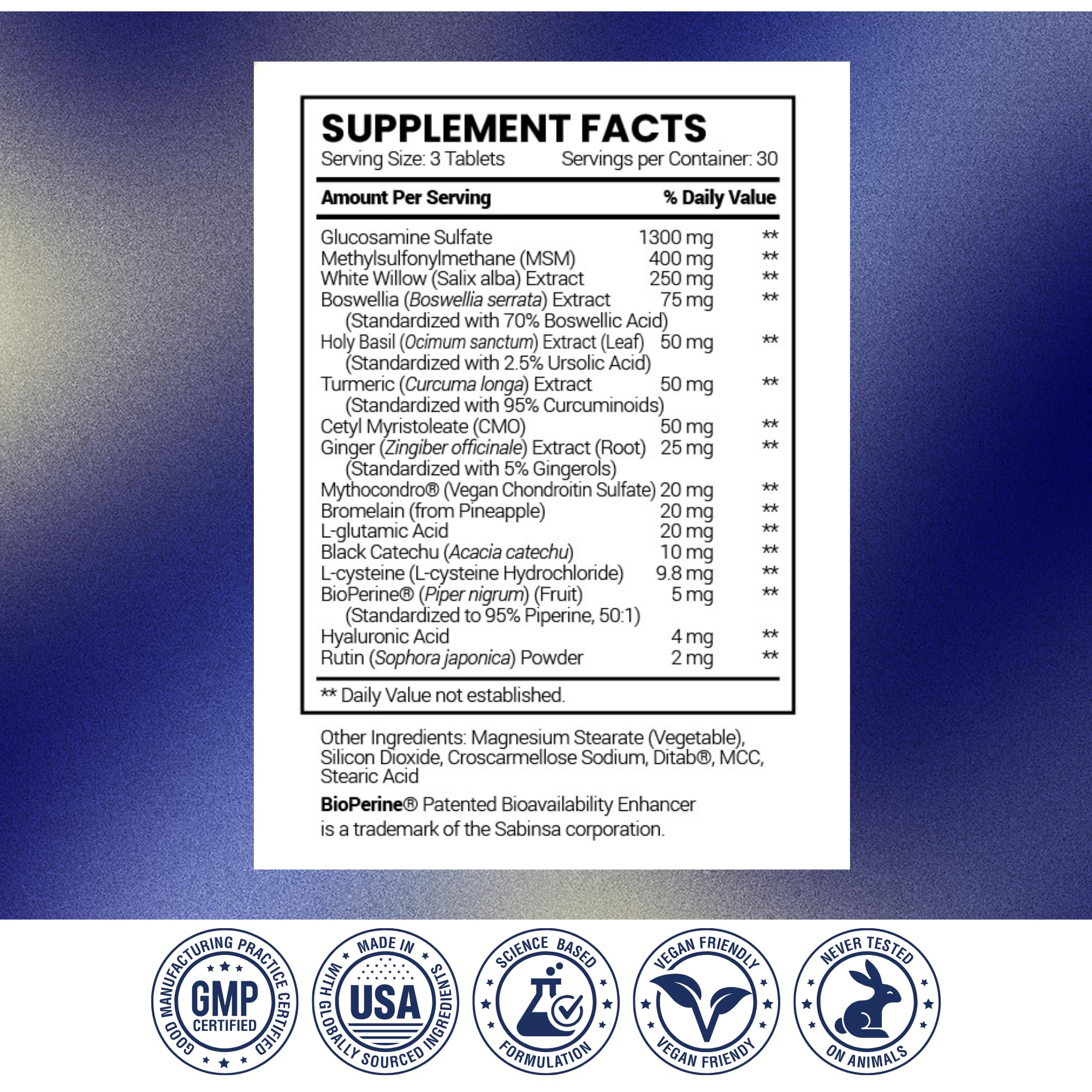 Research Verified Joint Support - Glucosamine, MSM, Turmeric, Boswellia, BioPerine - Vegan - 270 Capsules - 3 Month Supply Research Verified Au supplements