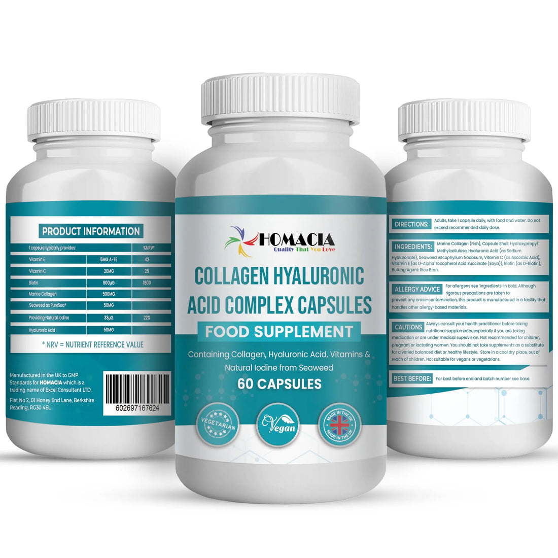 Homacia’s Collagen Capsules | Marine Collagen with Hyaluronic Acid | Pure Collagen Supplements for Women HOMACIA Quality That You love uk supplements