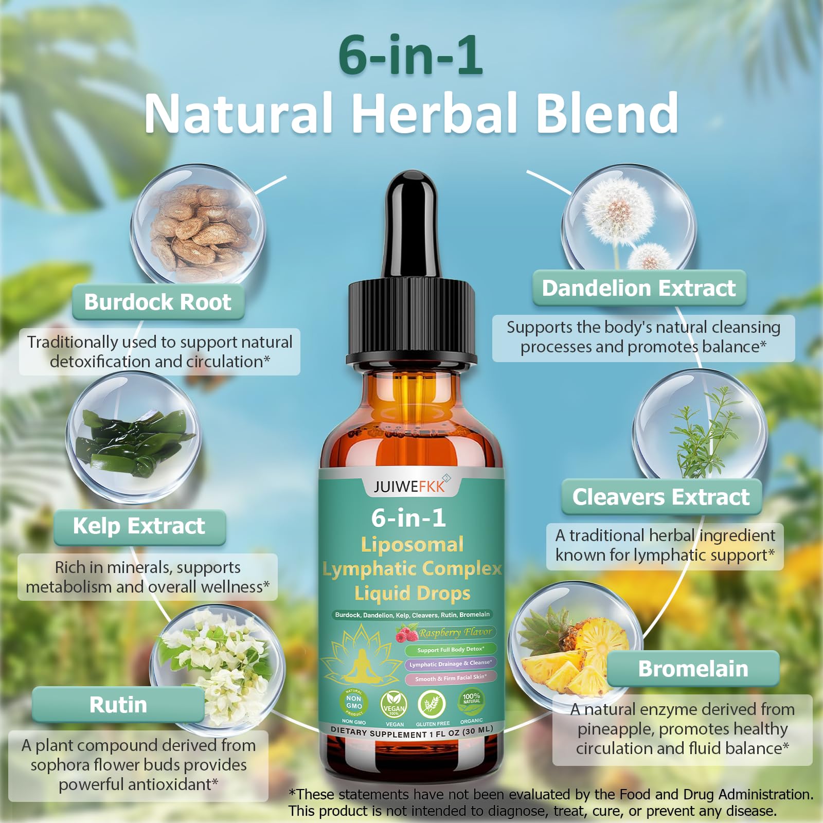 Lymphatic Drainage Drops, 6-IN-1 Lymphatic Complex w. Burdock Dandelion Kelp Cleavers, New Maximum Potency Lymph System Support for Bloat Balance Cortisol Immune Full Body Detox & Skin Vitality JUIWEFKK Au supplements