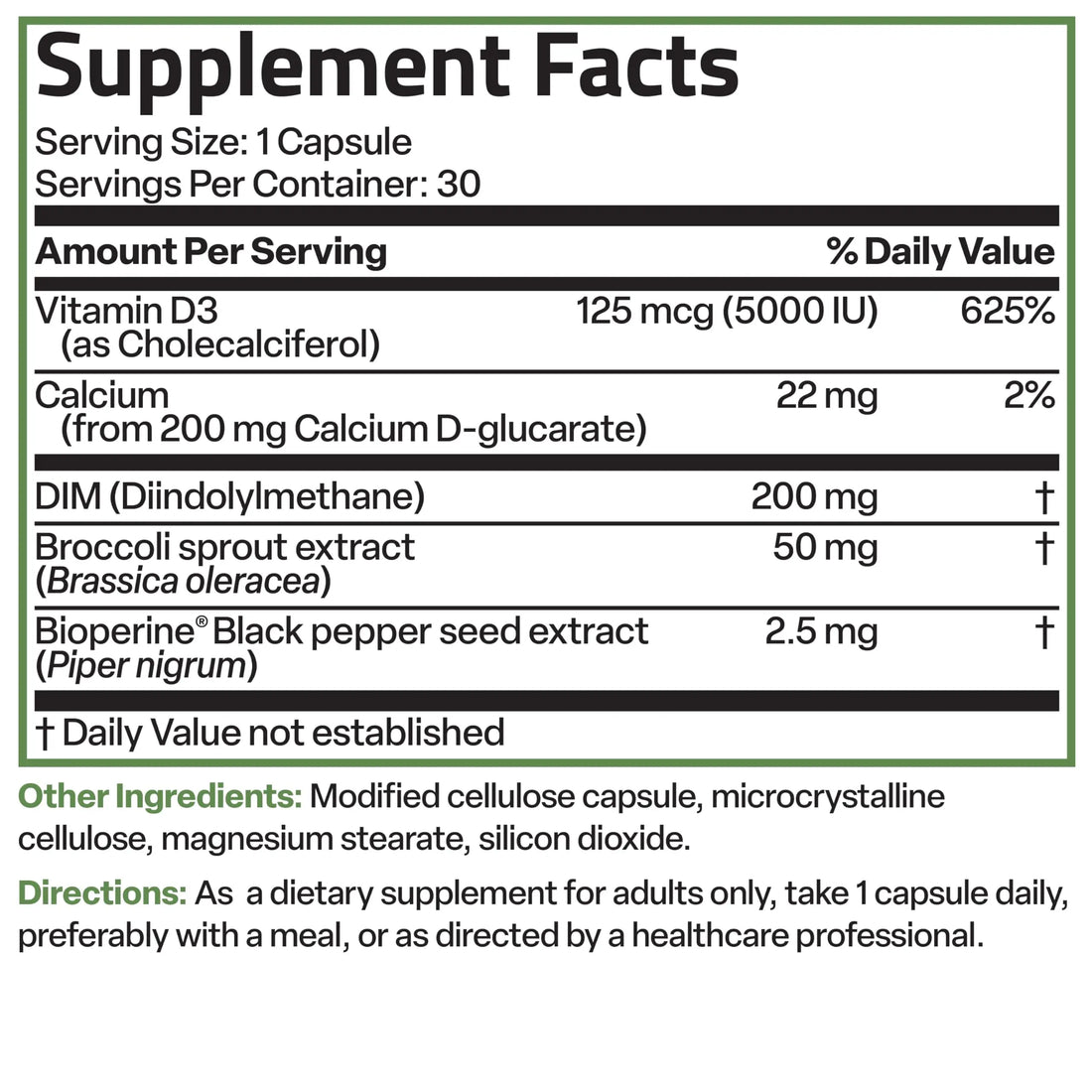 Bronson DIM Balance+ Calcium D-Glucarate, Broccoli Sprouts and Vitamin D3 200 MG of DIM per Capsule Supports Estrogen Metabolism and Balanced Hormone Levels Non-GMO, 30 Vegetarian Capsules Bronson uk supplements