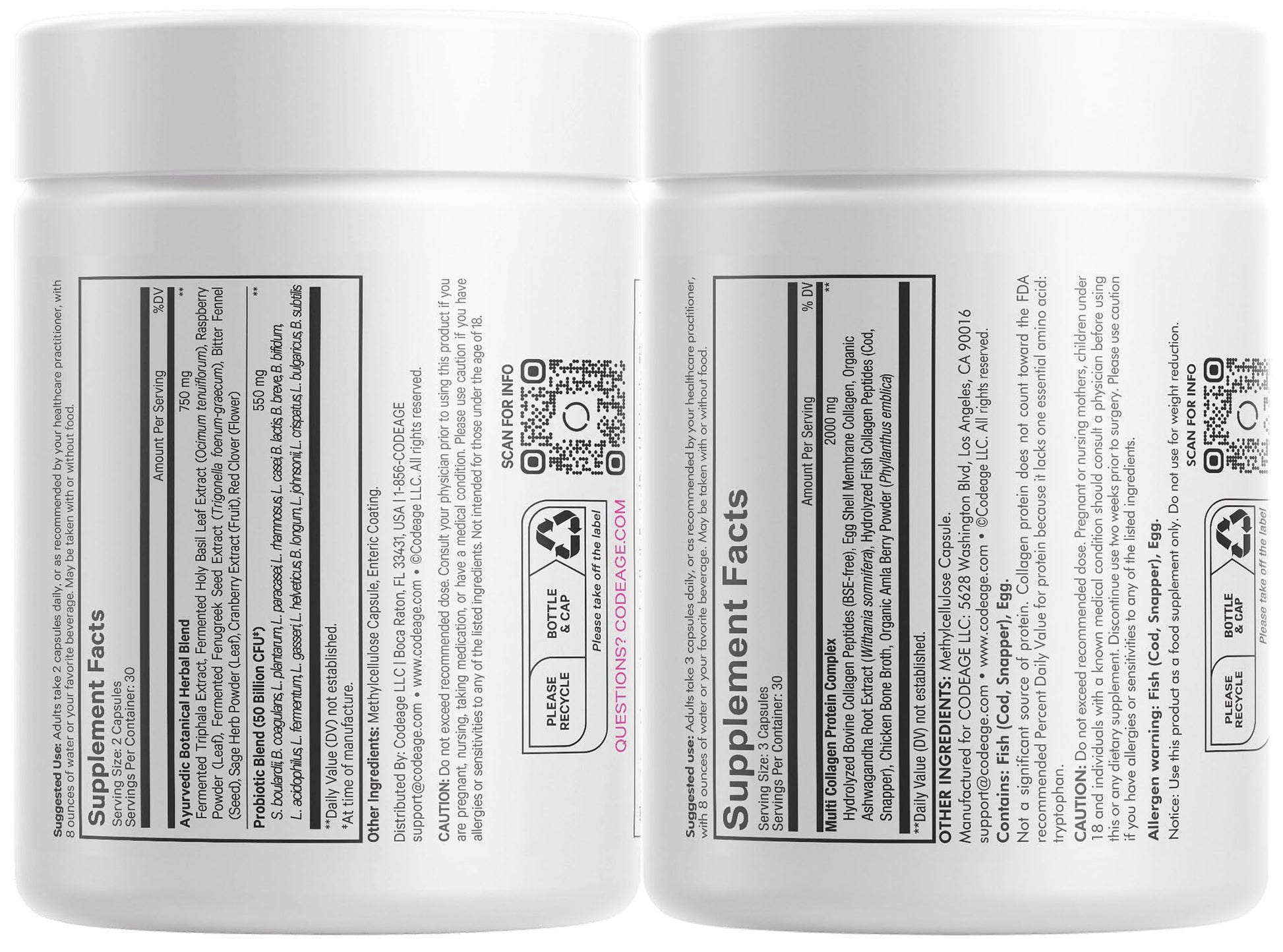 Codeage Multi Collagen Protein Capsules & Probiotics for Women Bundle | Multi Collagen Pills, Collagen Types I, II, II, V & X, 90 Count | Prebiotics & Probiotics for Women - Soy & Dairy Free, 60 Count Codeage Au supplements