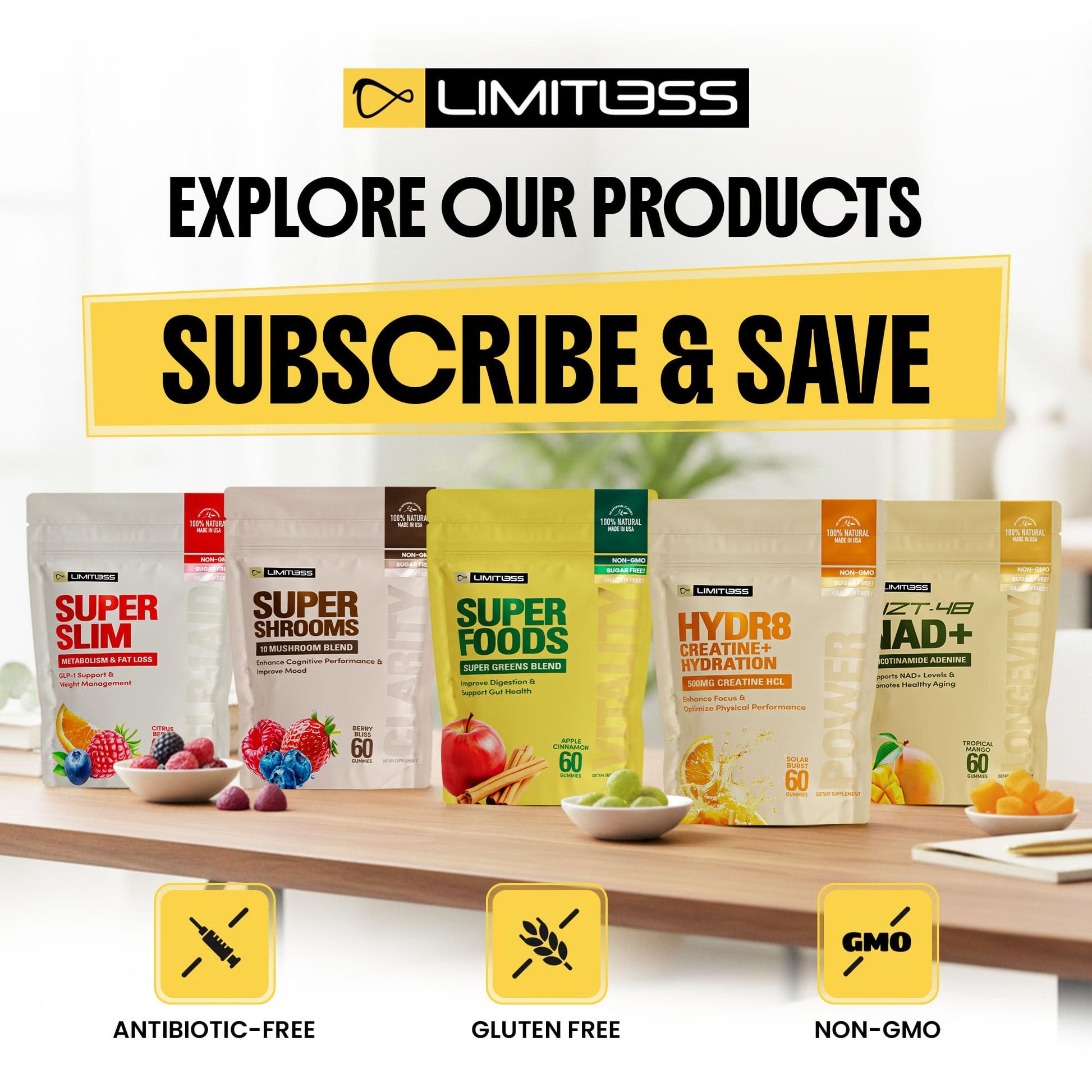 Limitless Supershrooms Smart Focus Gummies - 30 Day Supply LIMITLESS X Au supplements