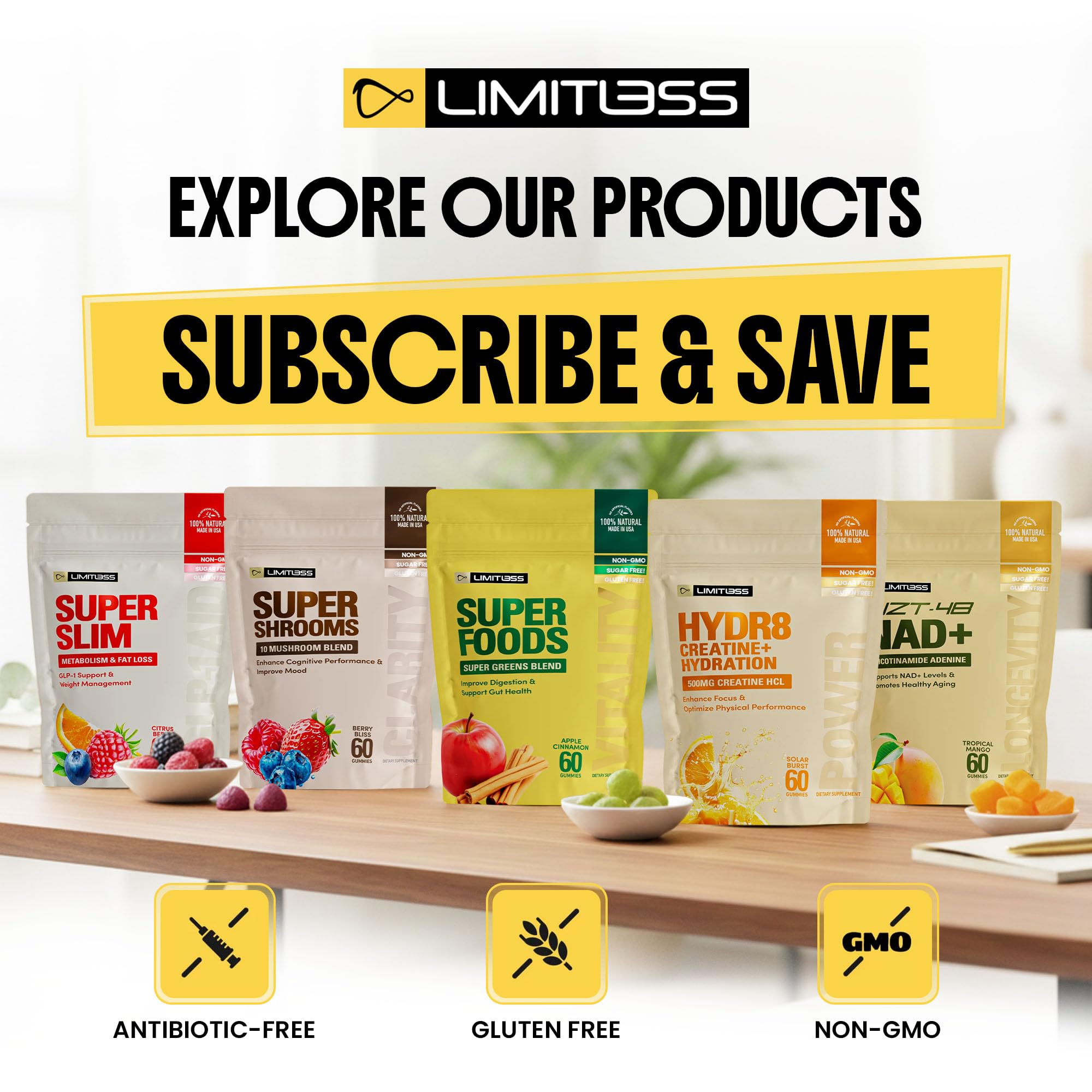 Limitless Supershrooms Smart Focus Gummies - 30 Day Supply LIMITLESS X Au supplements