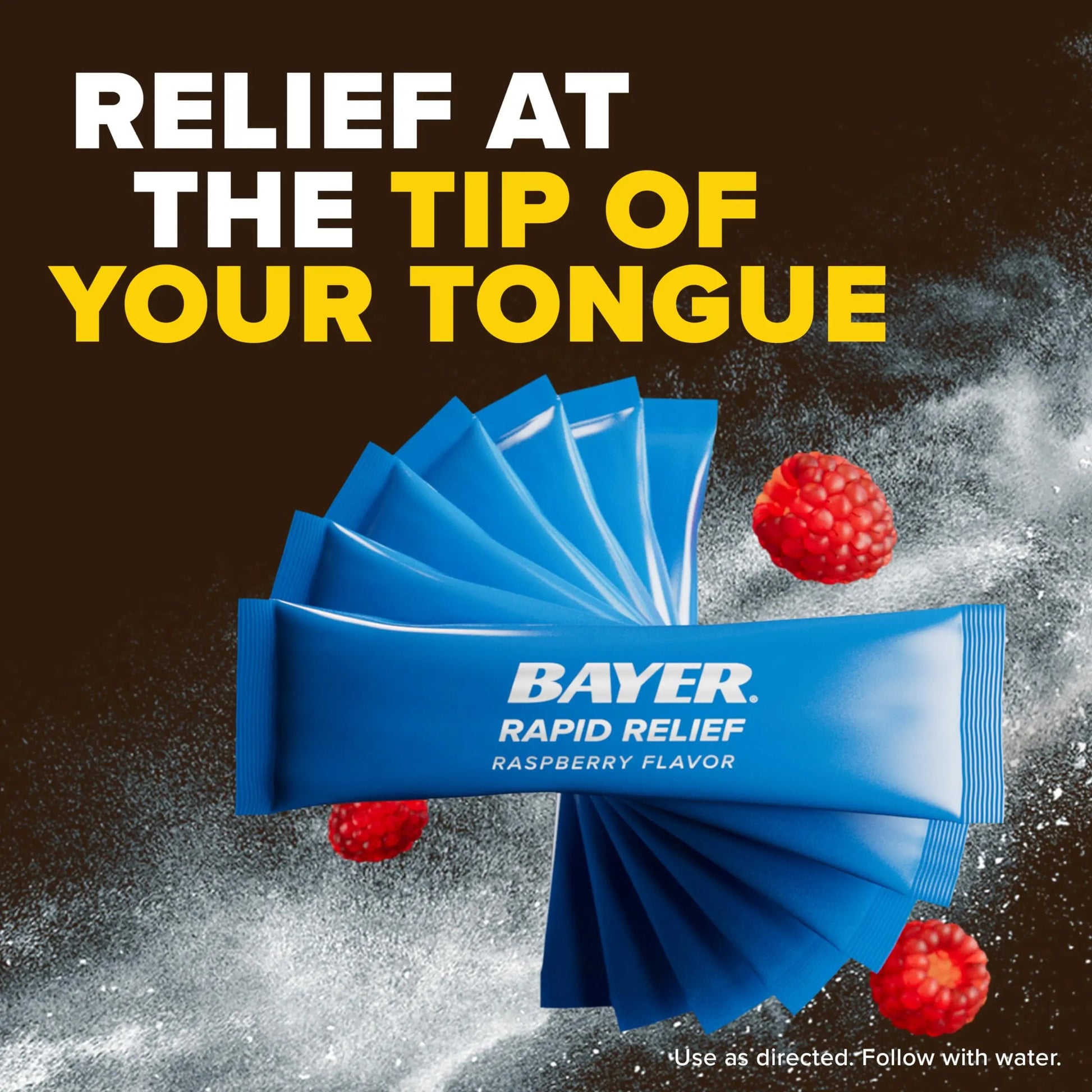 Bayer® Rapid Relief, Dissolvable Raspberry Flavor, Powder Packs with Aspirin & Caffeine, Fast Acting Headache Relief, Muscle and Body Pain Reliever, 20ct Bayer Au supplements