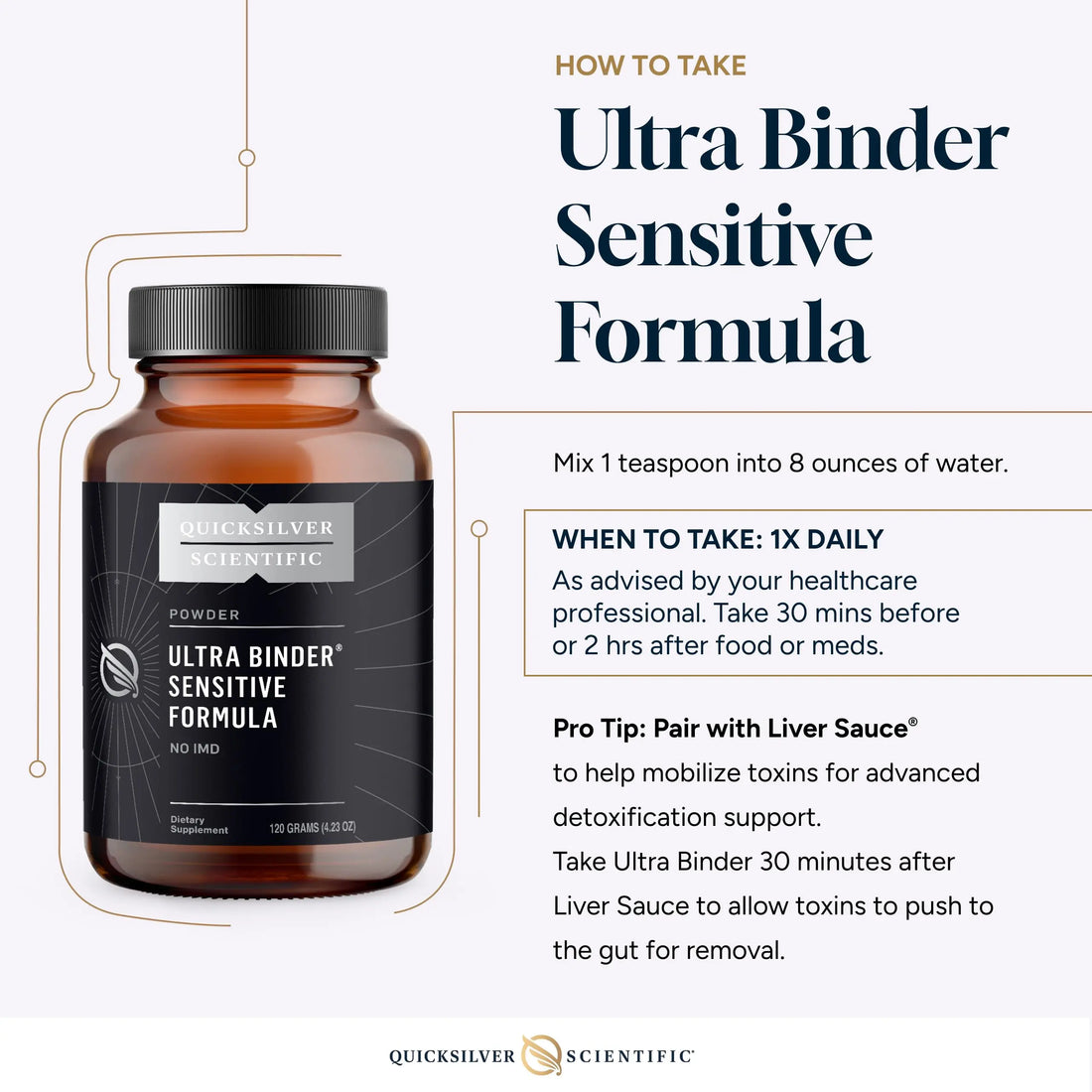 Quicksilver Scientific Ultra Binder Sensitive Formula - Gut Health Supplement with Activated Charcoal, Bentonite Clay - Cleansing Support Powder (120g) Quicksilver Scientific Au supplements