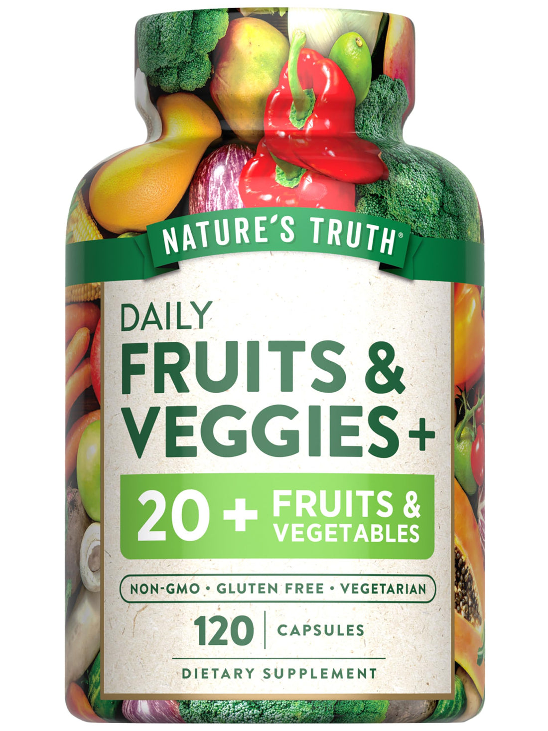 Nature's Truth Fruit and Veggies Supplement | 120 Vegetarian Capsules | 20+ Fruits & Vegetables | Vegetarian, Non-GMO, and Gluten Free Supplement Nature's Truth Au supplements