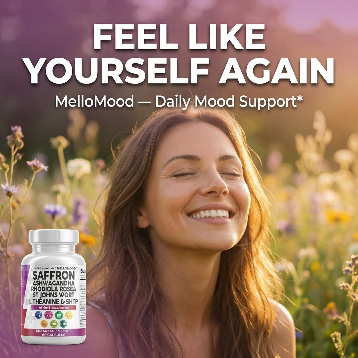Clean Nutraceuticals Saffron Supplements Extract 100mg + Ashwagandha L-Theanine 200mg - Mood Support Ginkgo Biloba, St. John's Wort, Rhodiola Rosea & 5-HTP Capsules Pills Men Women Clean Nutraceuticals buy supplements Au