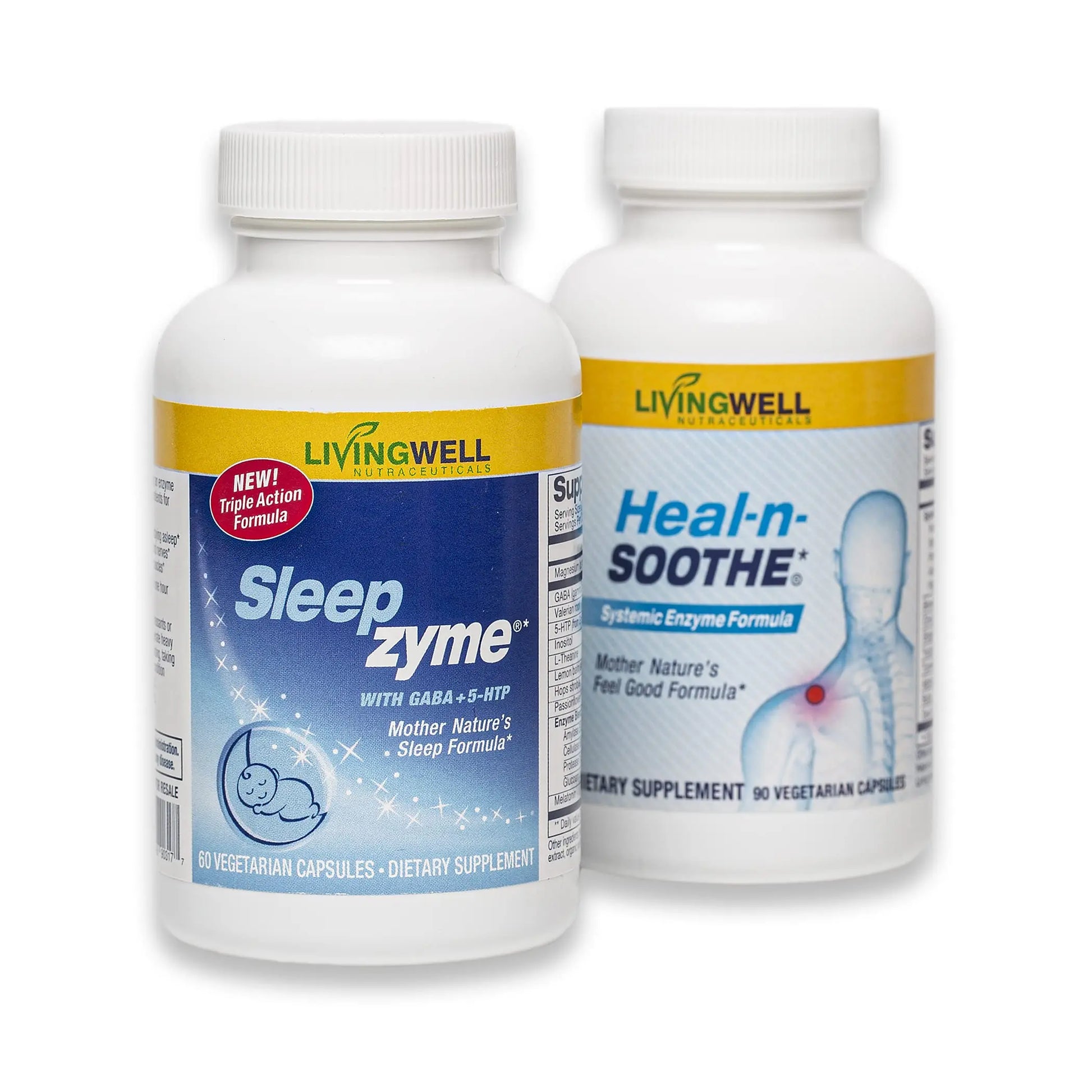 HEAL-N-SOOTHE & Sleepzyme Bundle - 60 Count - Natural Sleep Aid, Sleep Supplement HEAL-N-SOOTHEnz supplements