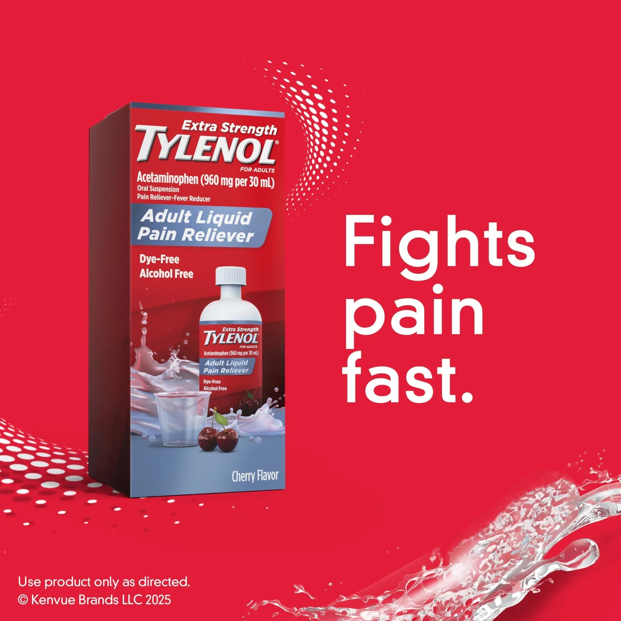 Tylenol Adult Liquid Pain Reliever and Fever Reducer, Extra Strength Liquid Acetaminophen for Fast Pain Relief for Headaches & Other Minor Pain, Cherry Flavor, Dye & Alcohol Free, 8 fl. oz Tylenol Au supplements