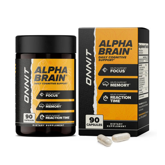 ONNIT Alpha Brain Nootropic Brain Supplement for Focus, Memory, Mental Clarity, Cognitive Support with L-Theanine and Vitamin B6, 90 Count ONNITAu supplements