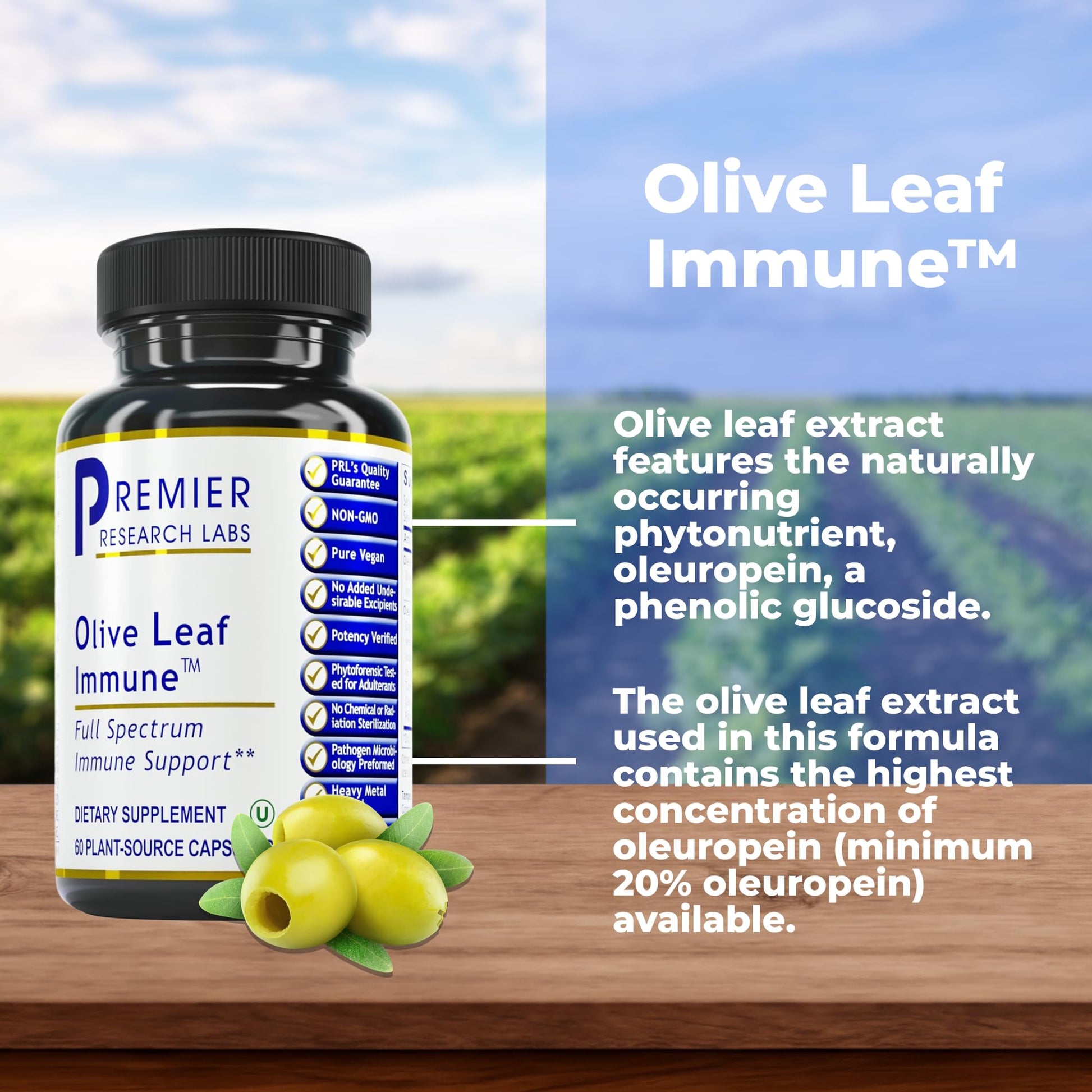 Premier Research Labs Olive Leaf Immune - Olive Leaf Extract Capsules, The Olive Leaf Pills with Phytonutrient Oleuropeinm, Herbal Supplement for Immune & Heart Health Support - 60 Vegetarian Capsules Premier Research Labs Au supplements
