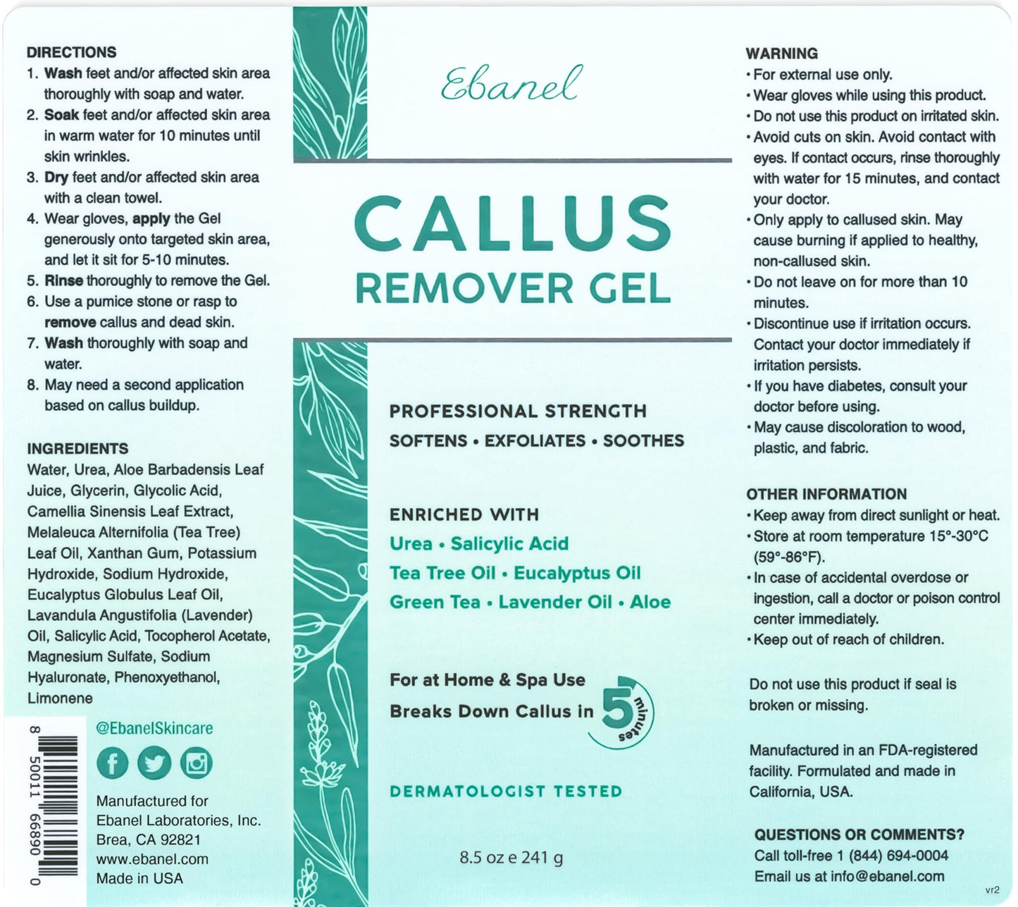 Ebanel Set of Professional Callus Remover for Feet, and Urea Cream 40% Plus Salicylic Acid 2%, Heel Foot Callus Remover Gel Exfoliator Dead Skin Cuticle Removal Toenail Softener Keratolytic Pedicure Ebanel buy supplements Au