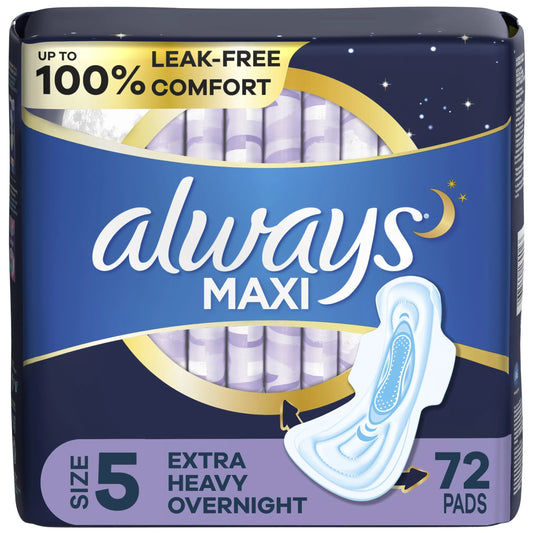 Always Maxi Overnight Pads with Wings, Size 5, Extra Heavy Overnight AlwaysAU supplements