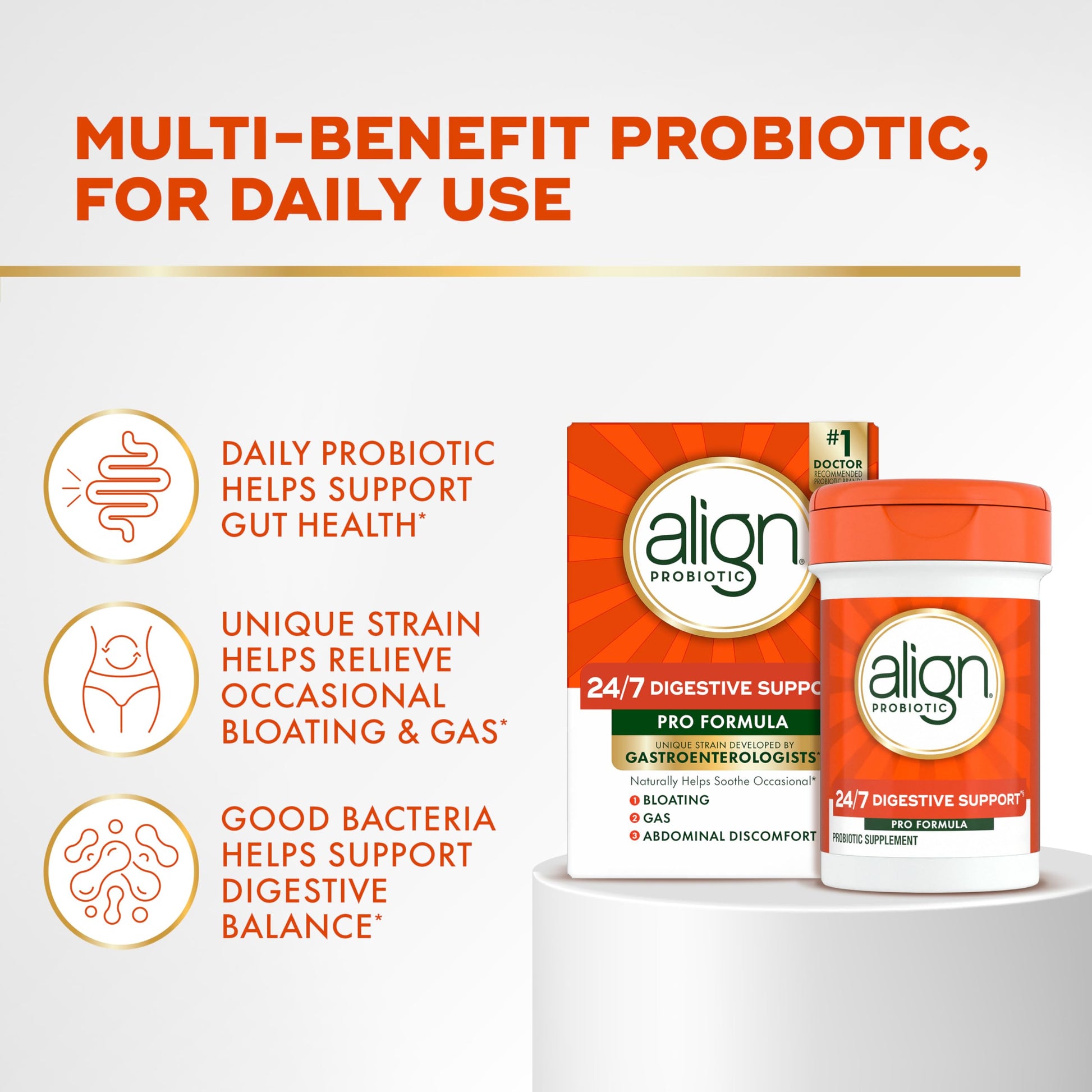 Align Probiotic, Pro Formula, Probiotics for Women and Men, Probiotics for Digestive Health, Men and Womens Probiotic Capsules Help Relieve Occasional Bloating & Gas*, 63 Capsules Align Au supplements