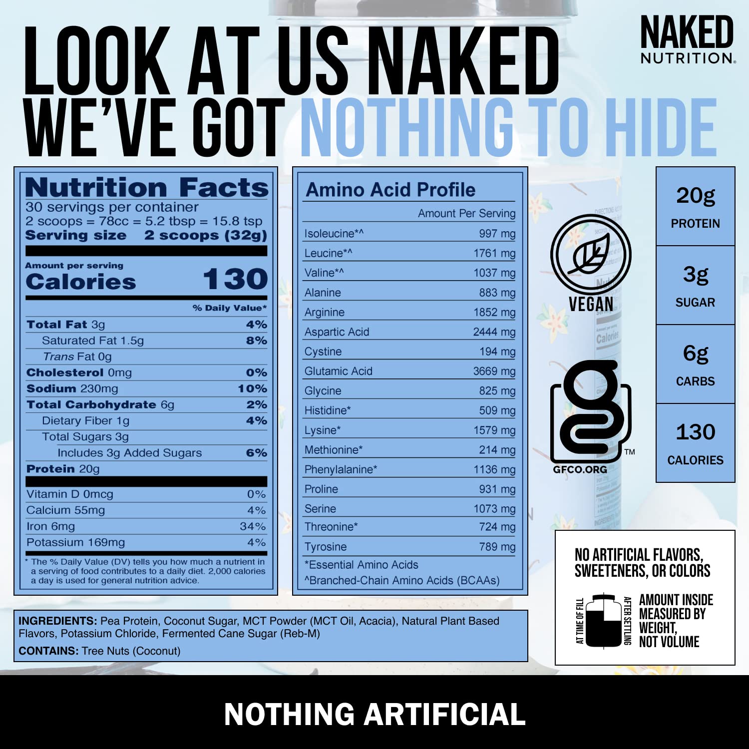 NAKED nutrition Naked Shake - Vanilla Protein Powder - Plant Based Protein Shake NAKED Au supplements