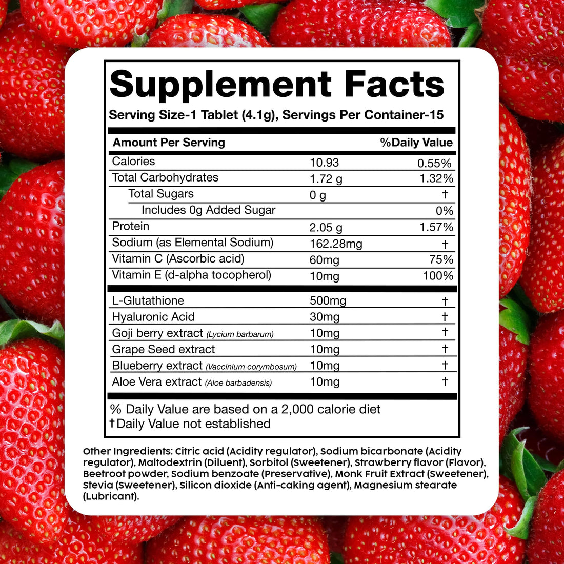 PLIX Glowy Skin 500mg Glutathione Supplement with Hyaluronic Acid, Vitamin C, E & Berries | 30 Effervescent Tablets, Strawberry Flavor PLIX - THE PLANT FIX Au supplements