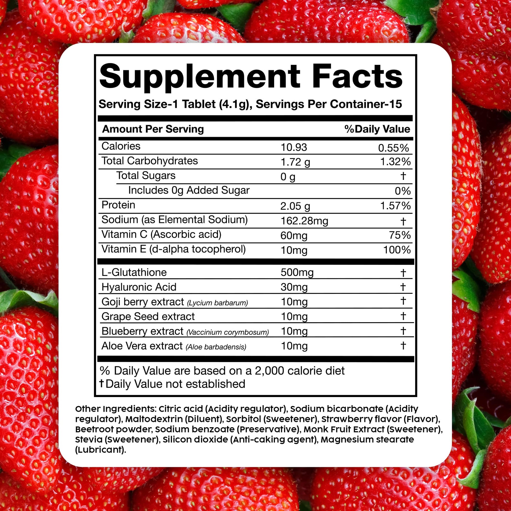 PLIX Glowy Skin 500mg Glutathione Supplement with Hyaluronic Acid, Vitamin C, E & Berries | 30 Effervescent Tablets, Strawberry Flavor PLIX - THE PLANT FIXAu supplements