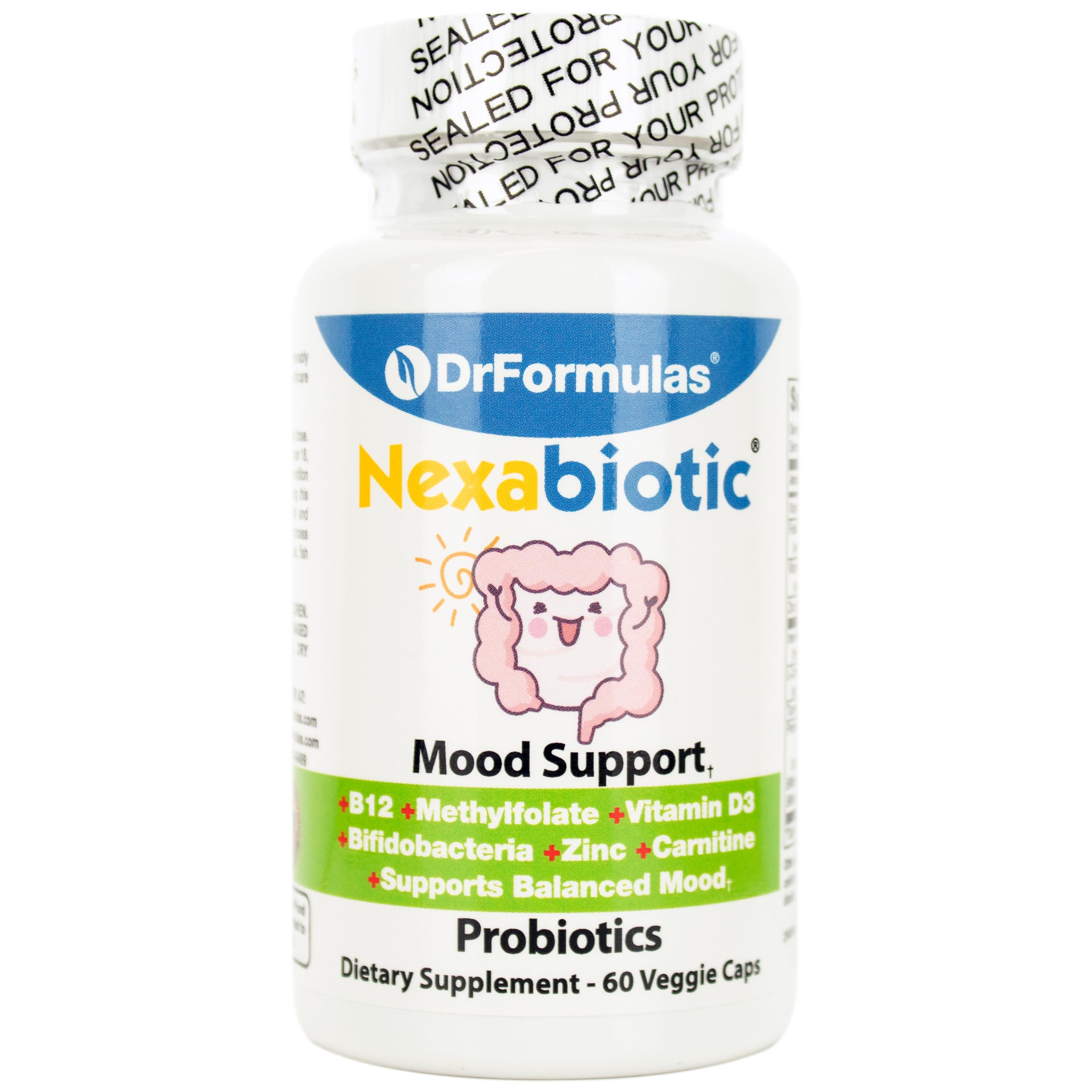 DrFormulas Mood Boost Probiotics for Stress and Calm, Methylfolate for Kids, Women, Men | Nexabiotic Supplement with Bifidobacterium and B-12, 60 Count DrFormulas Au supplements